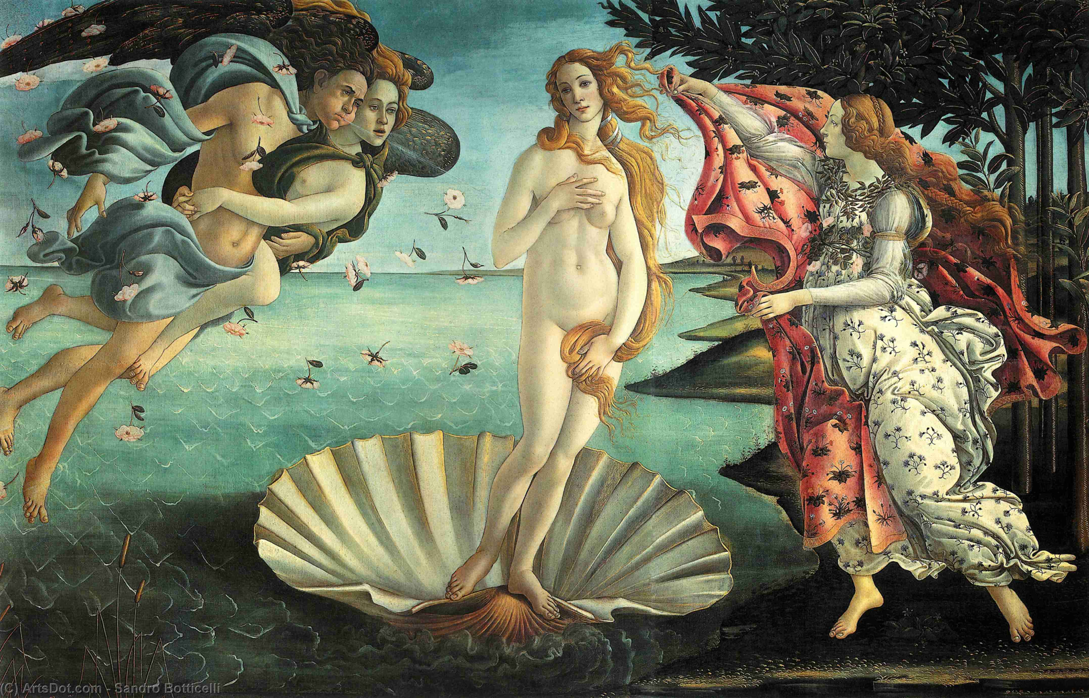 顺序 油畫 金星诞生, 1486 通过 Sandro Botticelli (1445-1510, Italy) | ArtsDot.com