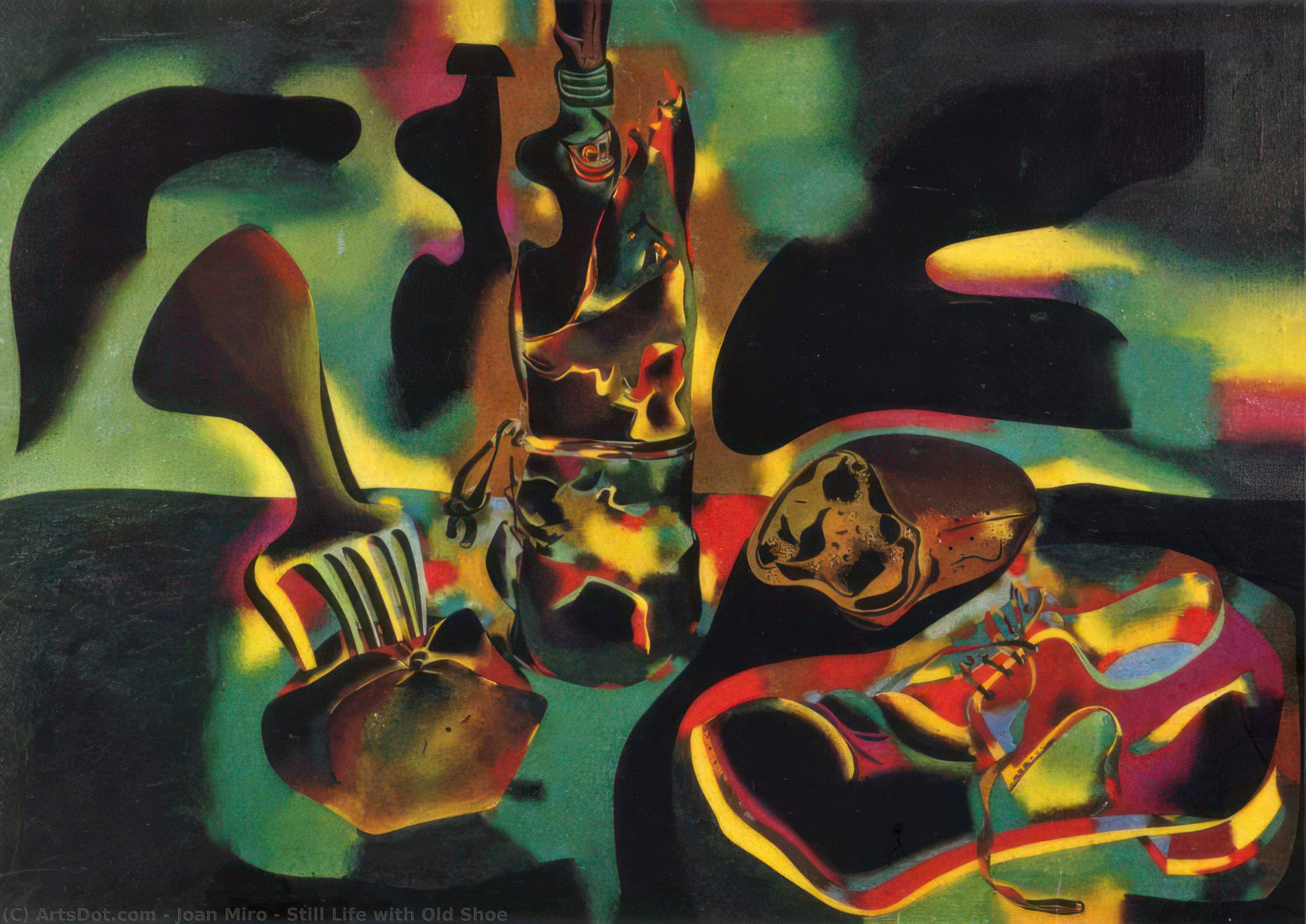 順序 絵画のコピー 古い靴で静かの生活, 1937 バイ Joan Miró (に触発された) (1893-1983, Spain) | ArtsDot.com