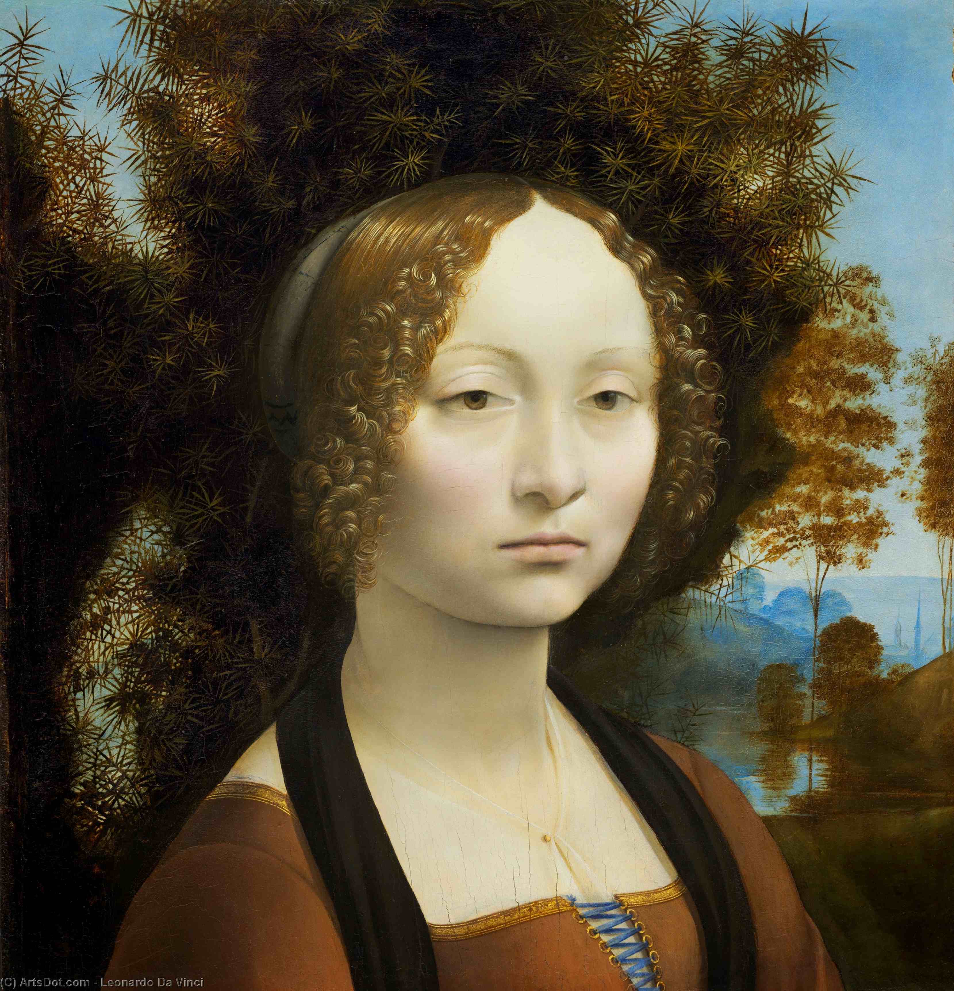 Order Art Reproductions Portrait of Ginevra Benci, 1476 by Leonardo Da Vinci (1452-1519, Italy) | ArtsDot.com