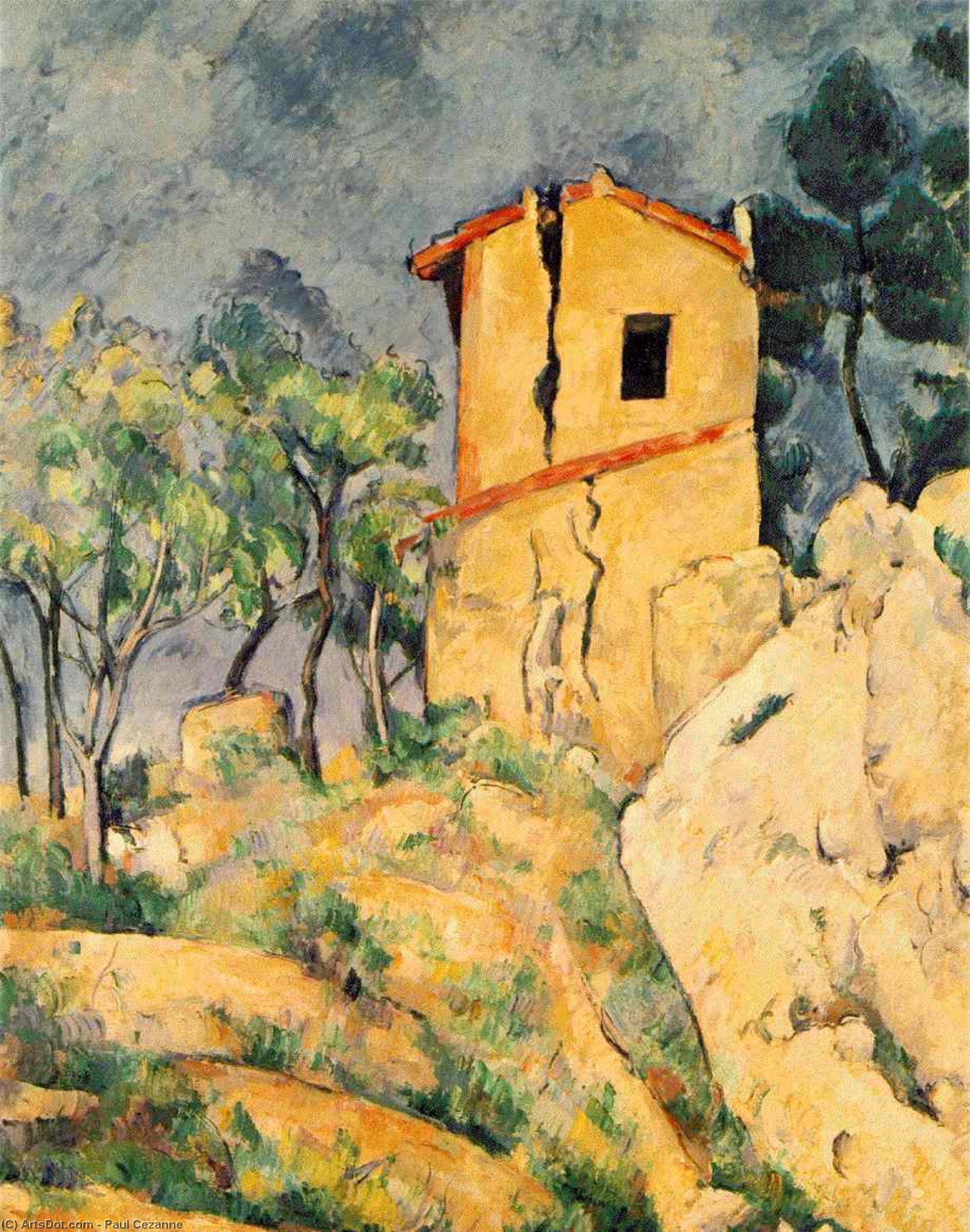 Order Oil Painting Replica The House with Cracked Walls, 1894 by Paul Cezanne (1839-1906, France) | ArtsDot.com