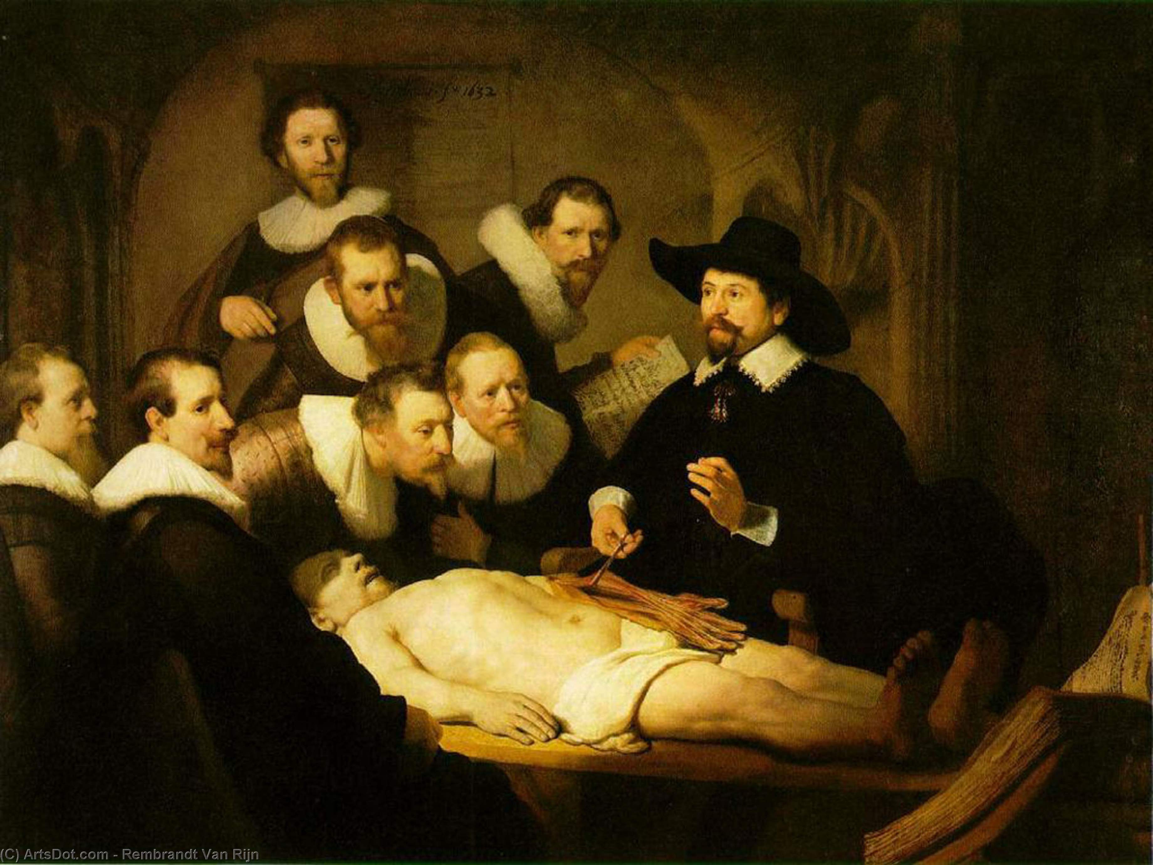顺序 畫複製 尼古拉斯·特尔普博士的解剖学讲座[1632], 1632 通过 Rembrandt Van Rijn (1606-1669, Netherlands) | ArtsDot.com