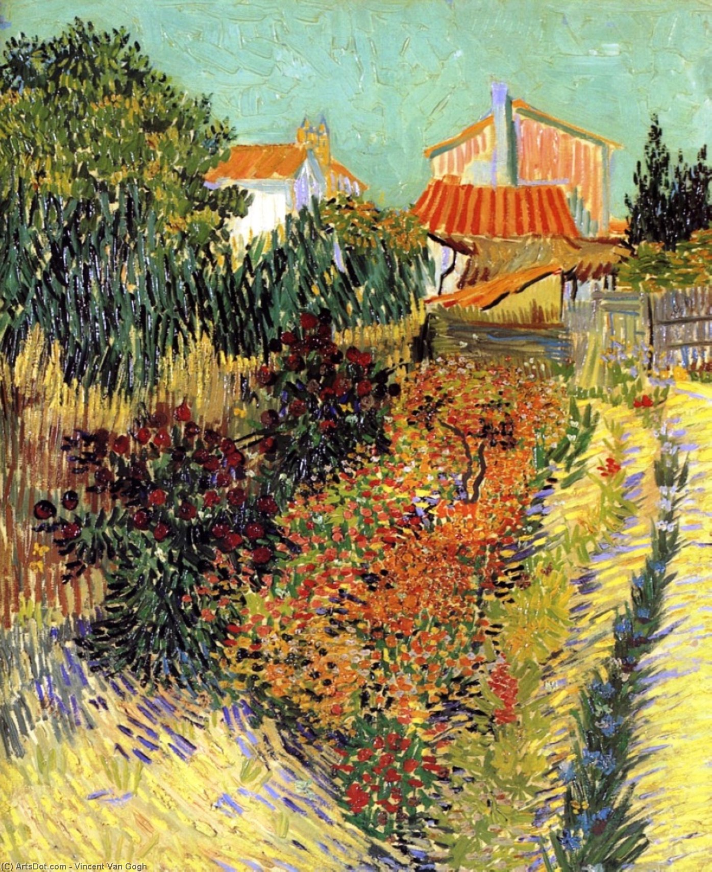 Order Artwork Replica Garden Behind a House, 1888 by Vincent Van Gogh (1853-1890, Netherlands) | ArtsDot.com