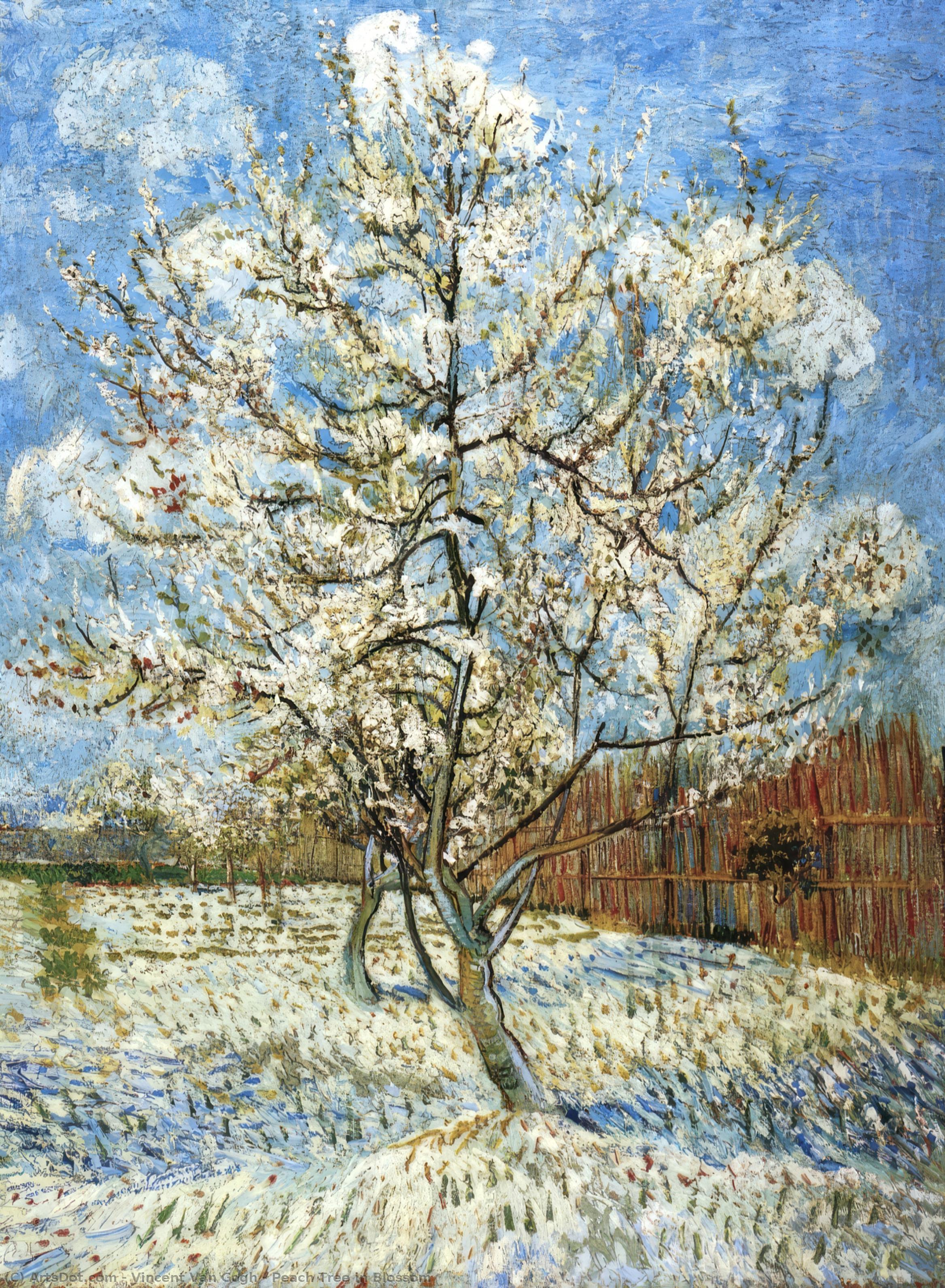 Ordem Reproduções De Pinturas Árvore de pêssego em flor, 1888 por Vincent Van Gogh (1853-1890, Netherlands) | ArtsDot.com
