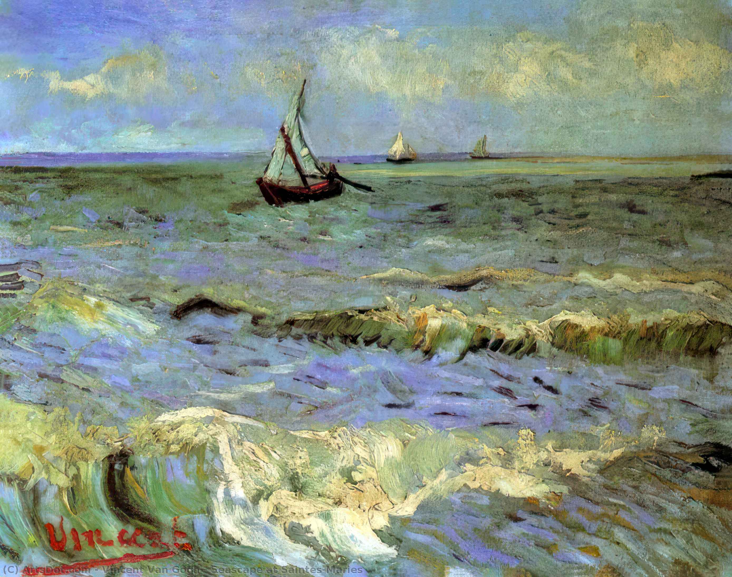 顺序 油畫 圣玛丽斯海景, 1888 通过 Vincent Van Gogh (1853-1890, Netherlands) | ArtsDot.com