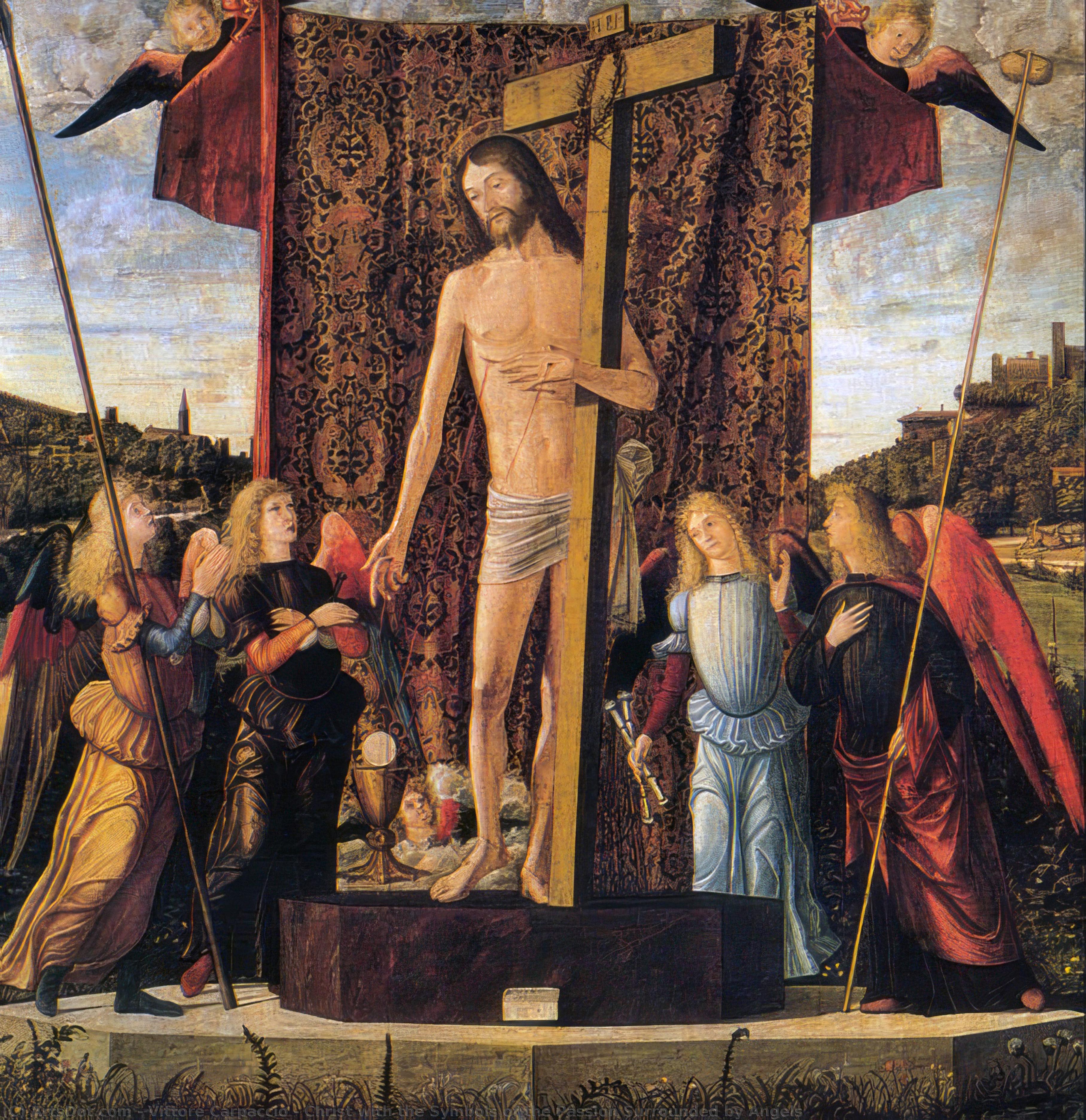 順序 「アート再現 天使に囲まれた情熱のシンボルを持つキリスト, 1510 バイ Vittore Carpaccio (1465-1526, Italy) | ArtsDot.com