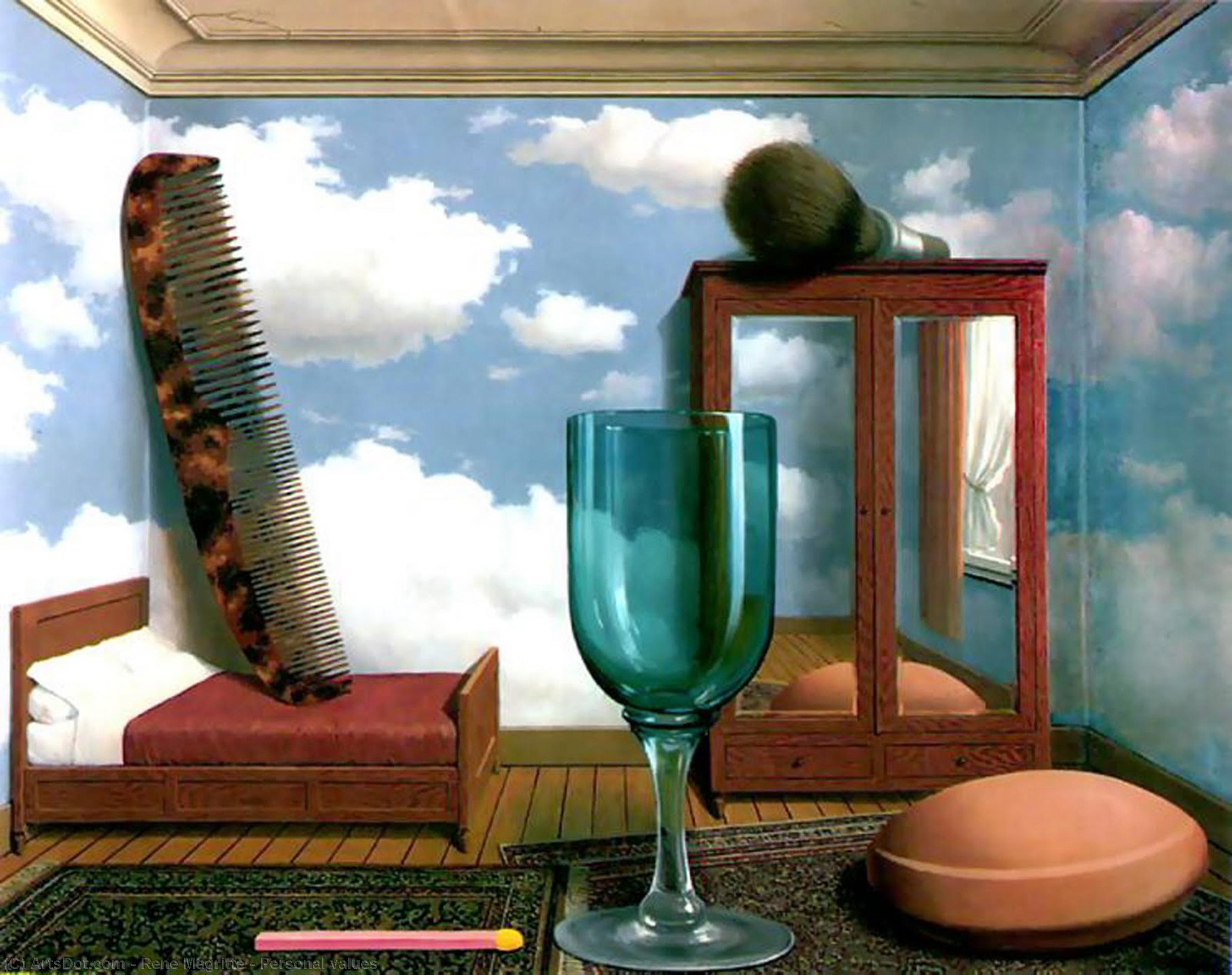 Ordinare Stampe Di Qualità Del Museo Valori personali, 1952 di Rene Magritte (Ispirato da) (1898-1967, Belgium) | ArtsDot.com