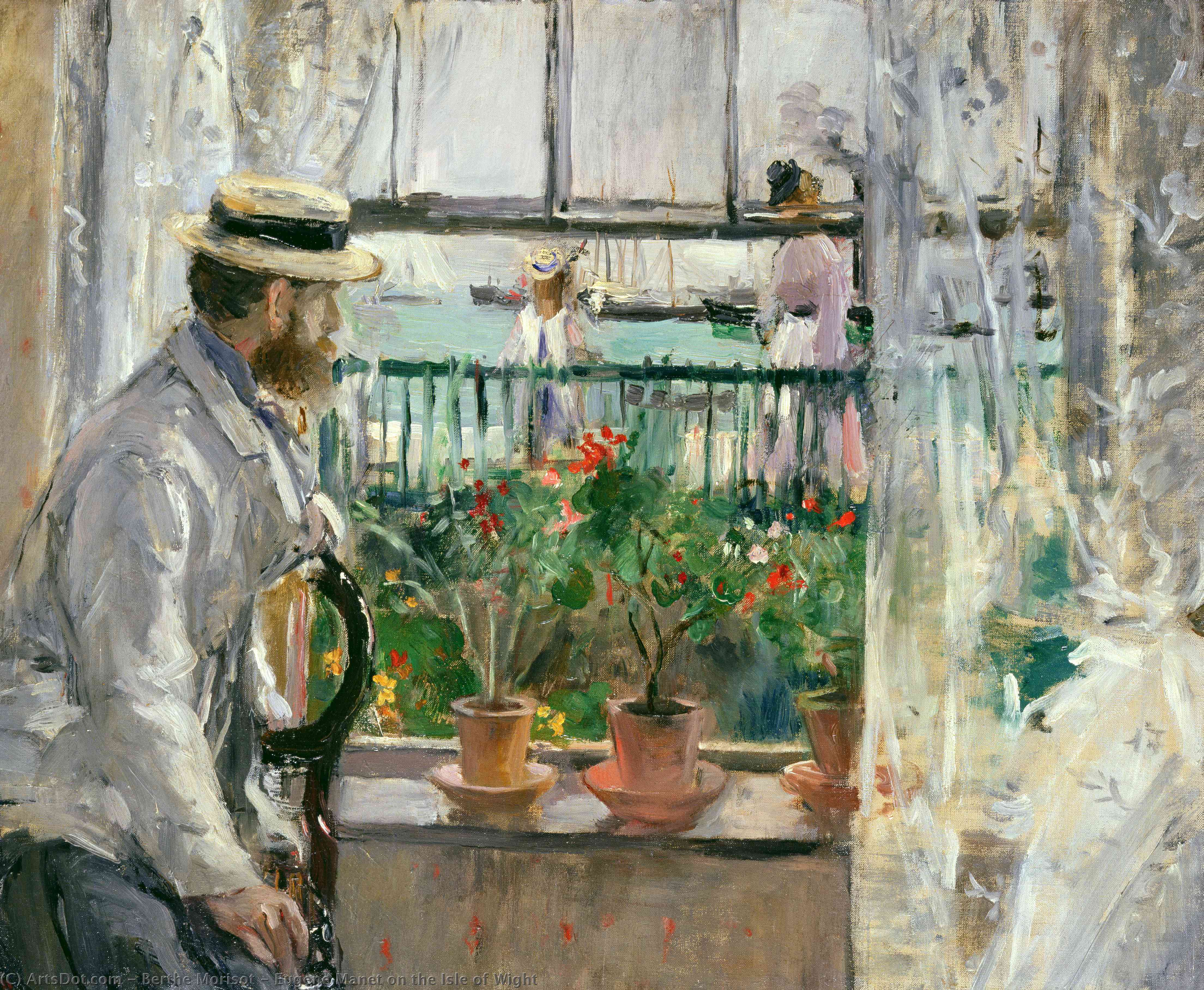 Buy Museum Art Reproductions Eugene Manet on the Isle of Wight by Berthe Morisot (1841-1895, France) | ArtsDot.com
