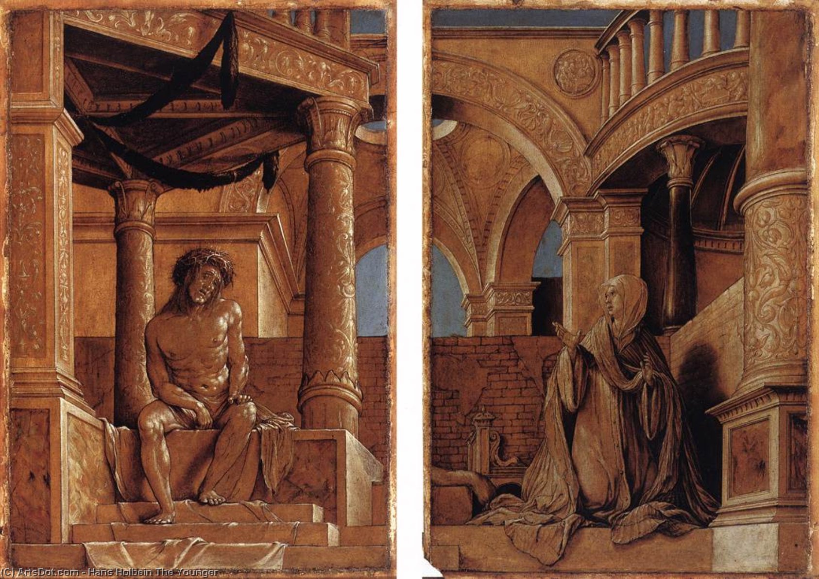 Order Oil Painting Replica Diptych with Christ and the Mater Dolorosa, 1520 by Hans Holbein The Younger (1497-1543, Italy) | ArtsDot.com