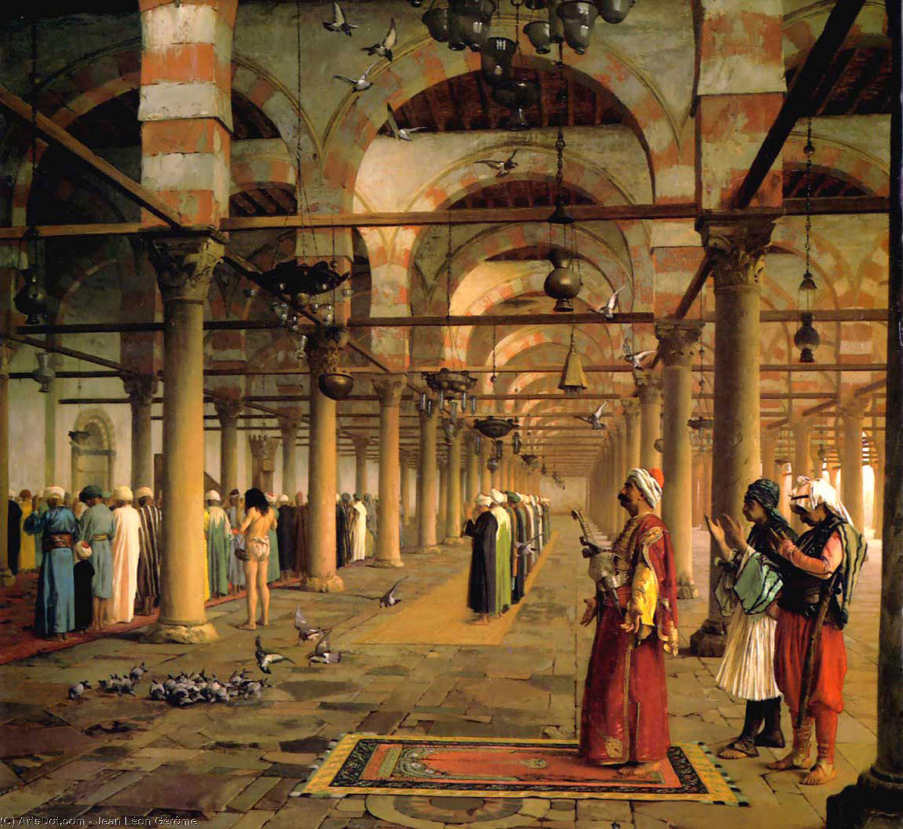 Order Oil Painting Replica Public Prayer in the Mosque of Amr, Cairo, 1870 by Jean Léon Gérôme (1824-1904, France) | ArtsDot.com