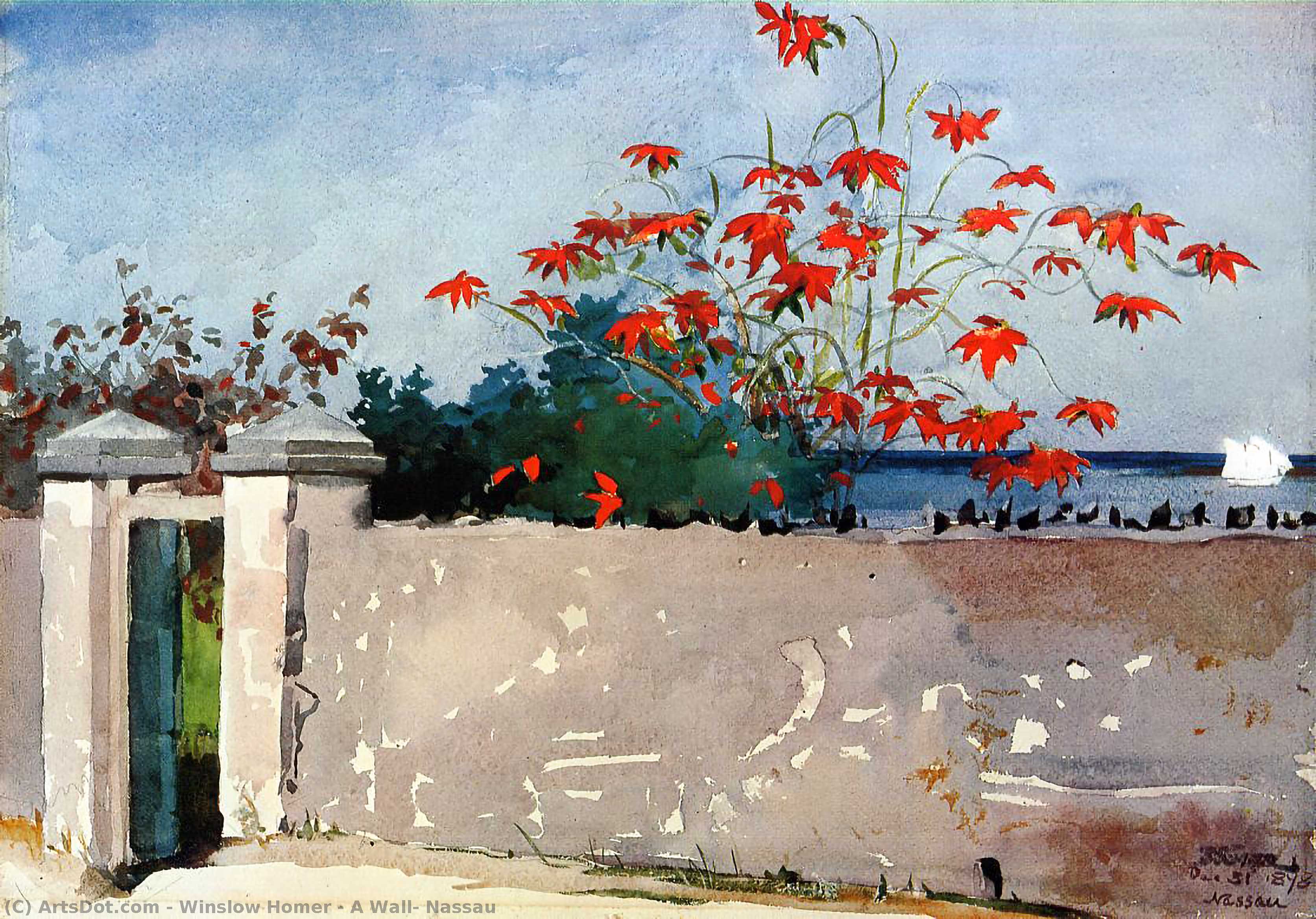 顺序 手工油畫 拿骚的一堵墙, 1898 通过 Winslow Homer (1836-1910, United States) | ArtsDot.com