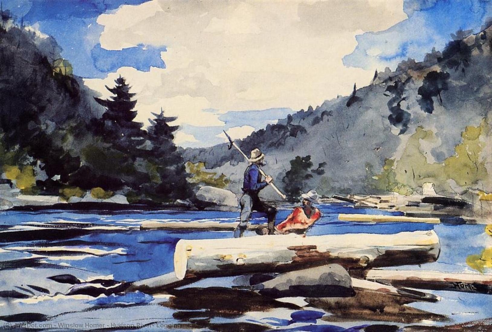 顺序 油畫 哈德逊河,伐木, 1897 通过 Winslow Homer (1836-1910, United States) | ArtsDot.com