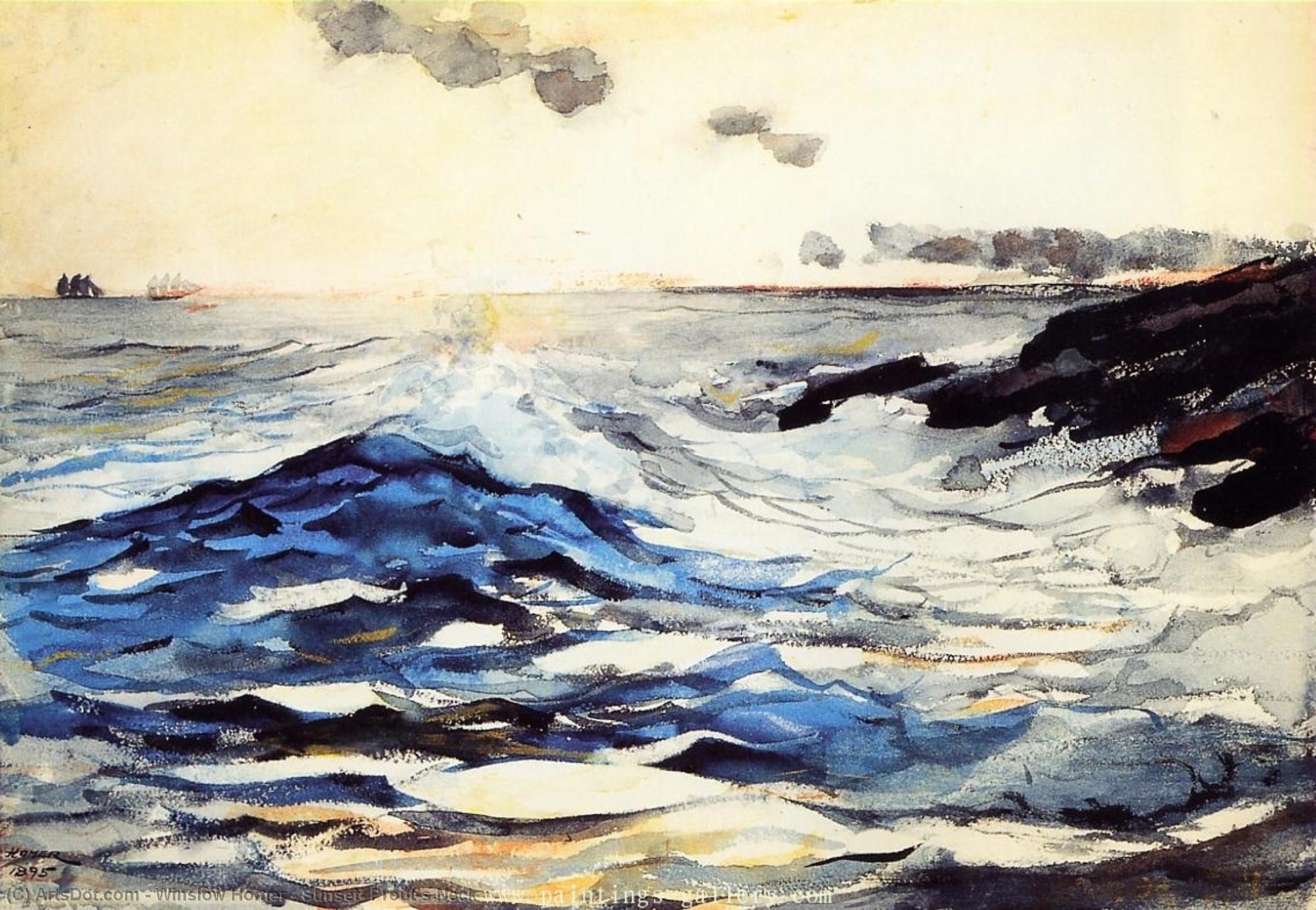 Order Oil Painting Replica Sunset, Prout`s Neck, 1895 by Winslow Homer (1836-1910, United States) | ArtsDot.com