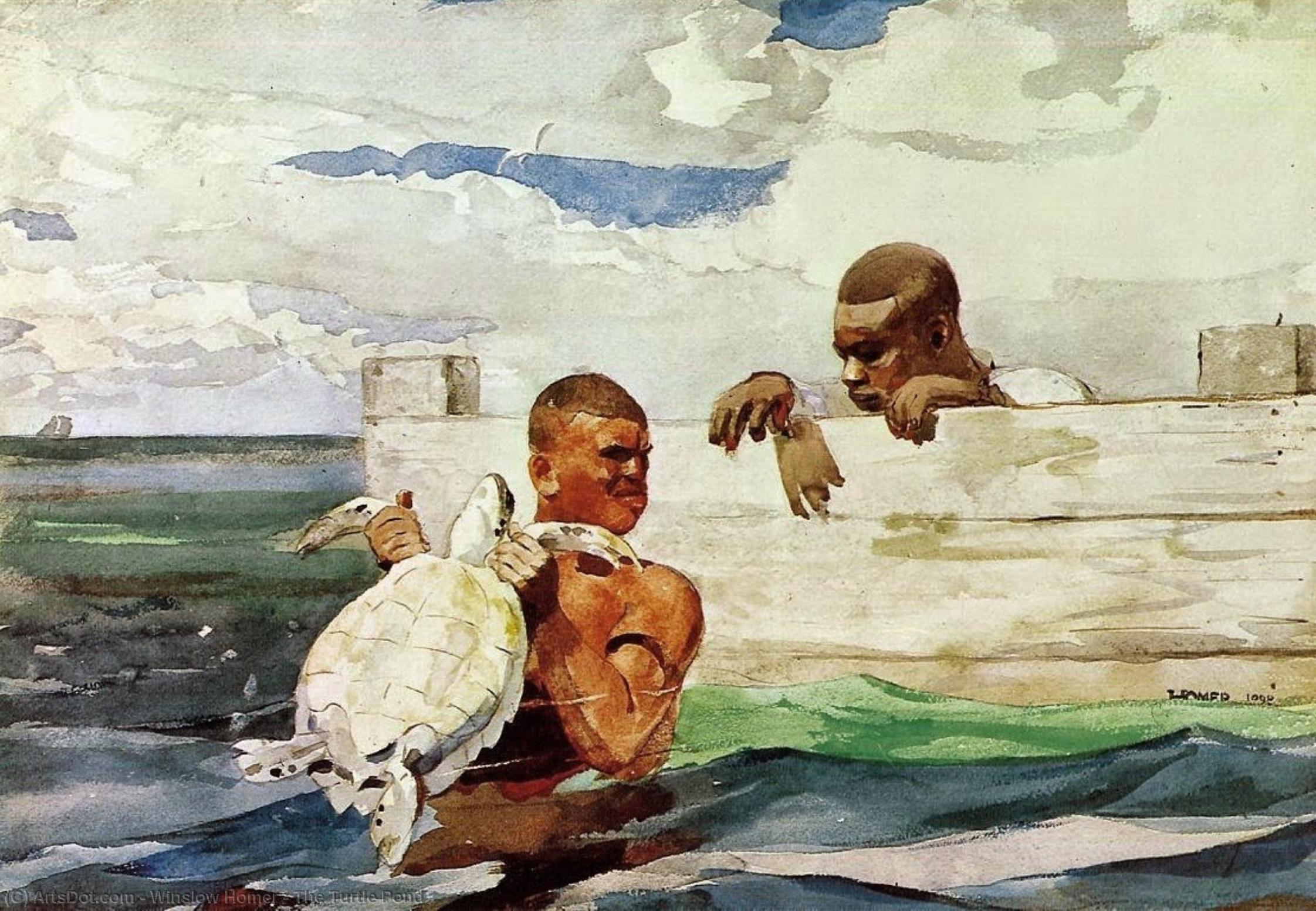 順序 手描き油絵 カメ池, 1898 バイ Winslow Homer (1836-1910, United States) | ArtsDot.com