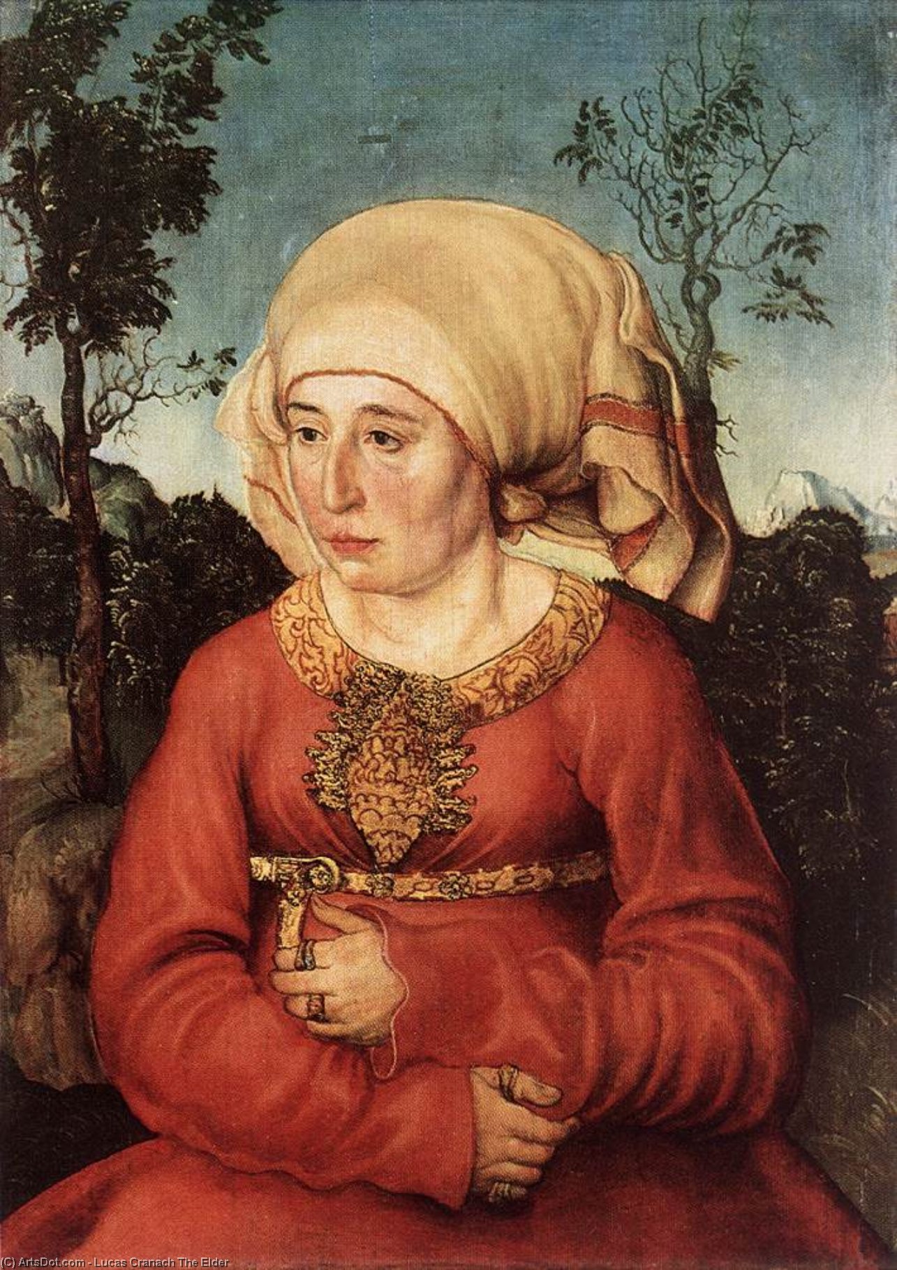 Order Paintings Reproductions Portrait of Frau Reuss, 1514 by Lucas Cranach The Elder (1472-1553, Germany) | ArtsDot.com
