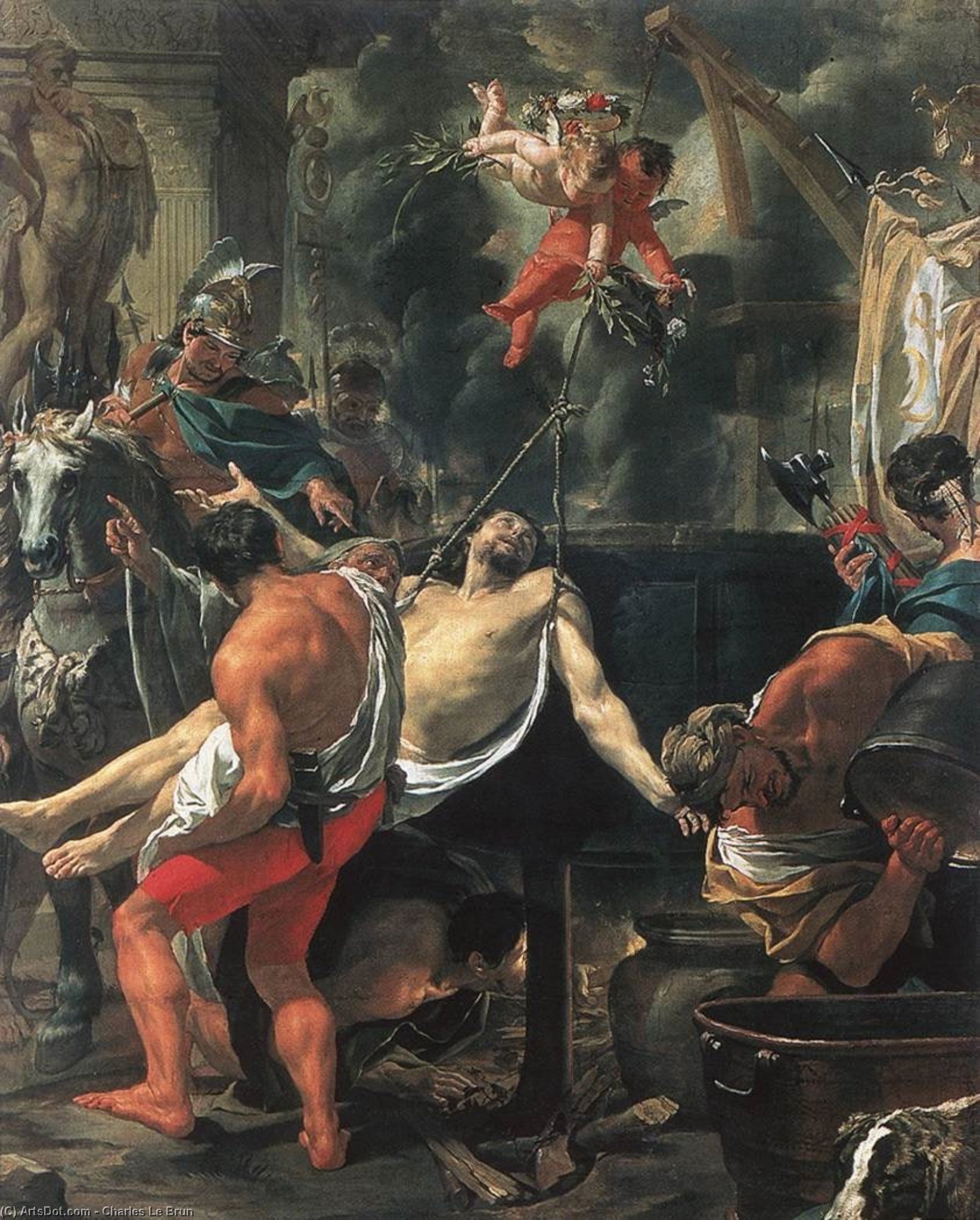 Ordinare Riproduzioni Di Quadri Martirio di San Giovanni Evangelista a Porta Latina, 1641 di Charles Le Brun (1619-1690, France) | ArtsDot.com
