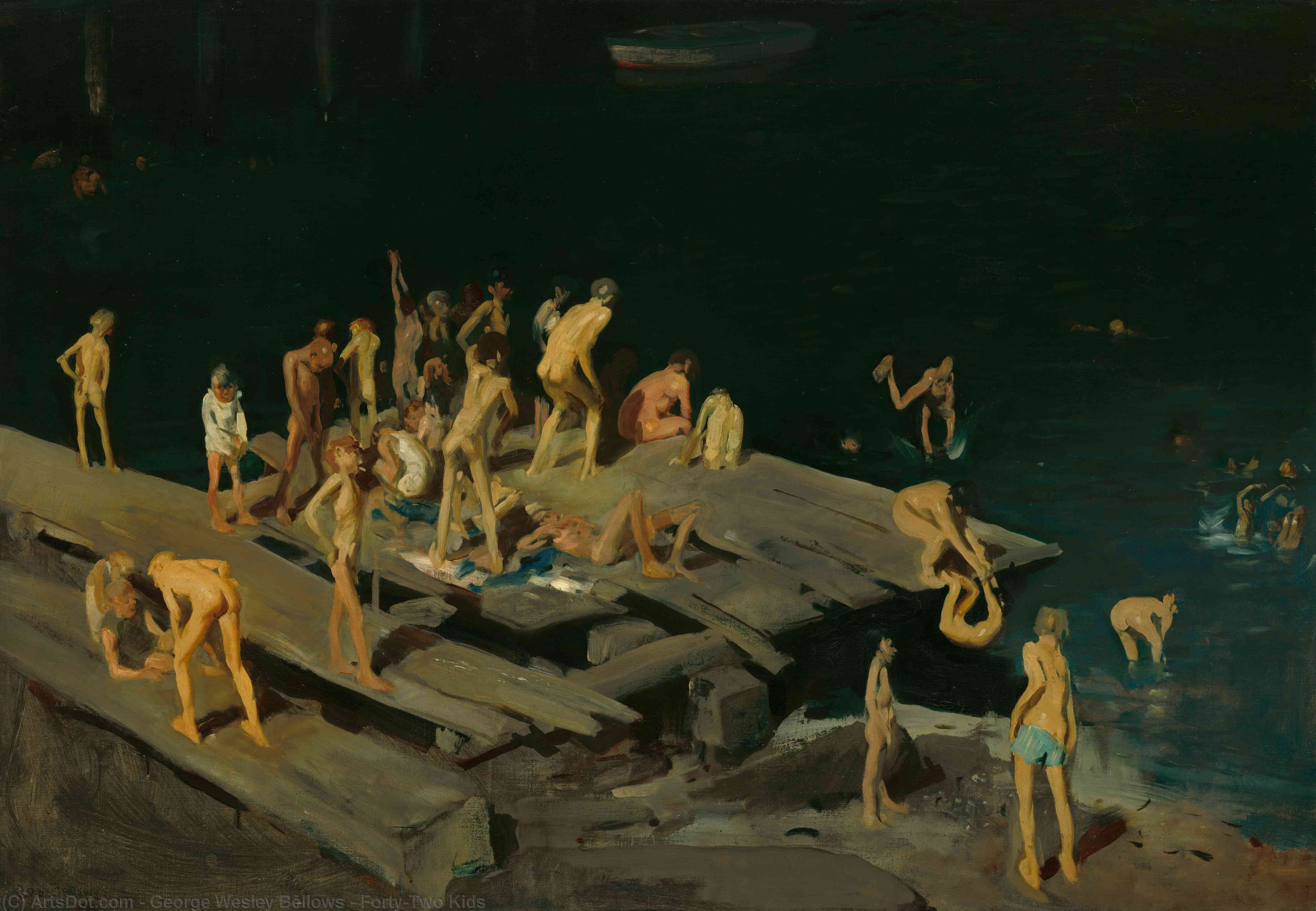 顺序 油畫 四十二个小孩, 1907 通过 George Wesley Bellows (1882-1925, United States) | ArtsDot.com