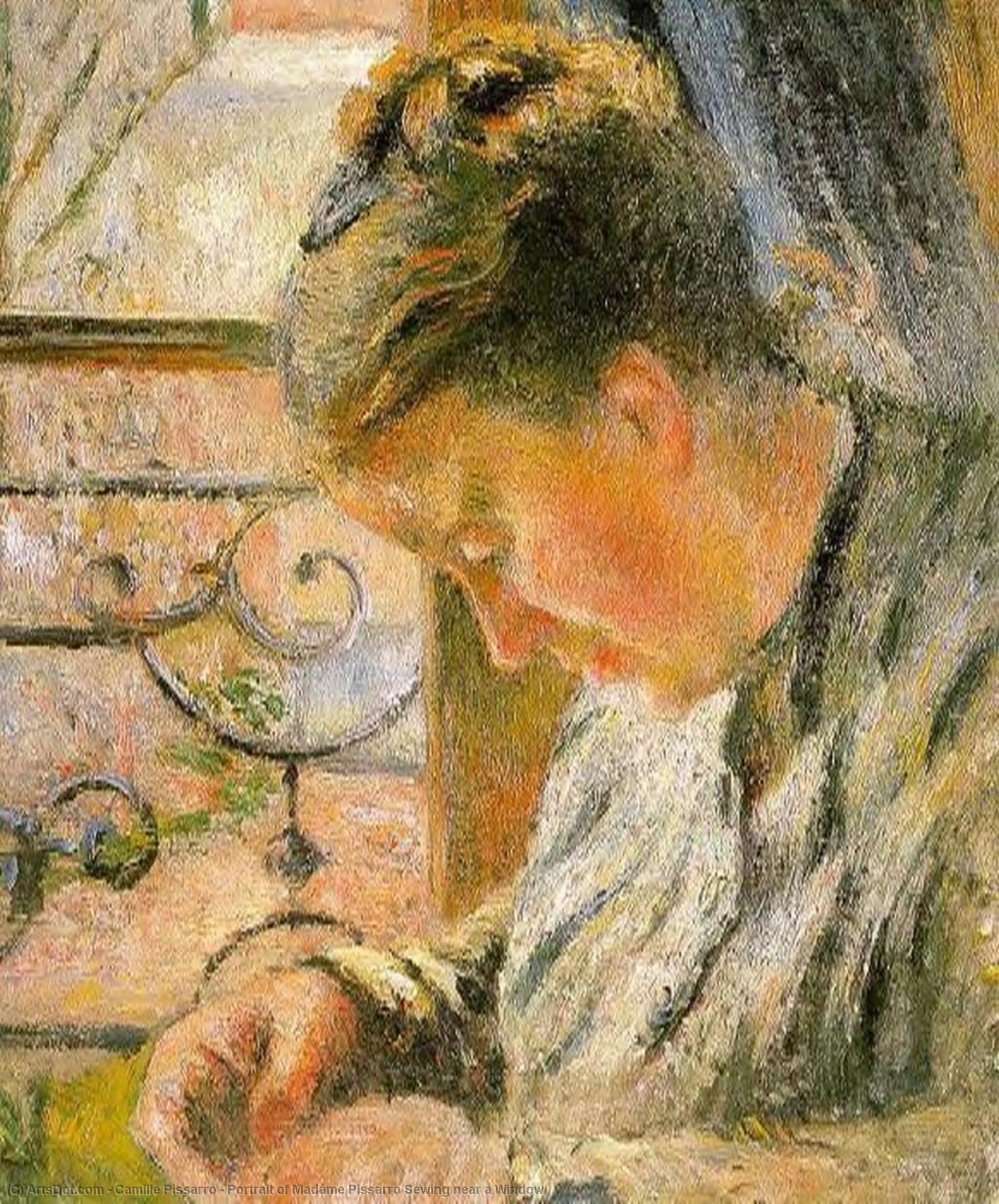 Order Art Reproductions Portrait of Madame Pissarro Sewing near a Window, 1879 by Camille Pissarro (1830-1903, United States) | ArtsDot.com