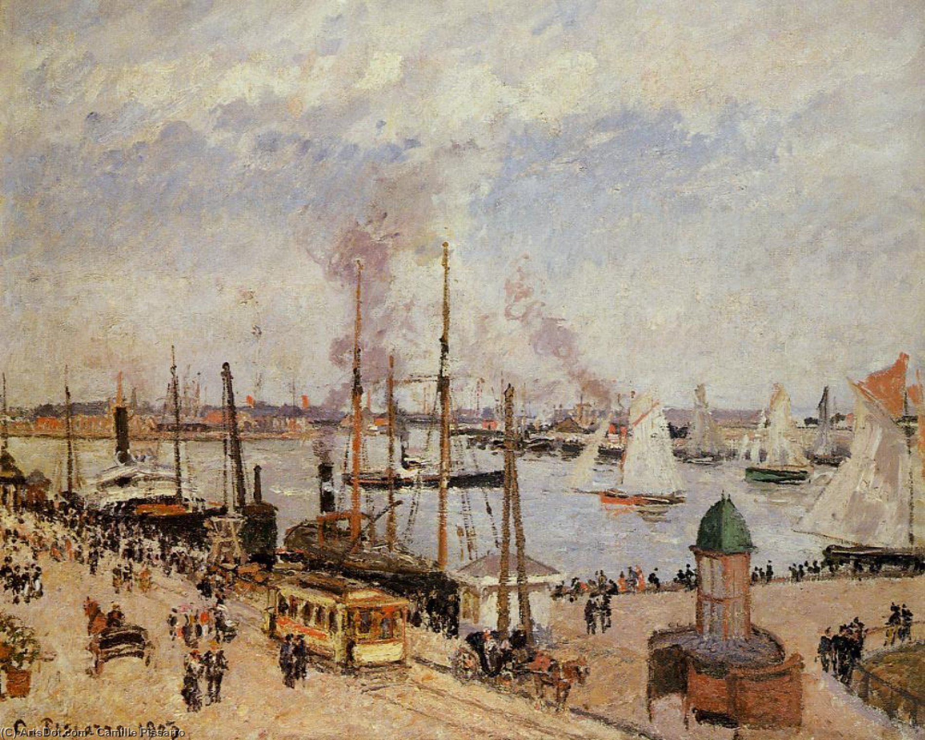 Order Art Reproductions The Pilot`s Jetty, Le Havre High Tide, Afternoon Sun, 1903 by Camille Pissarro (1830-1903, United States) | ArtsDot.com