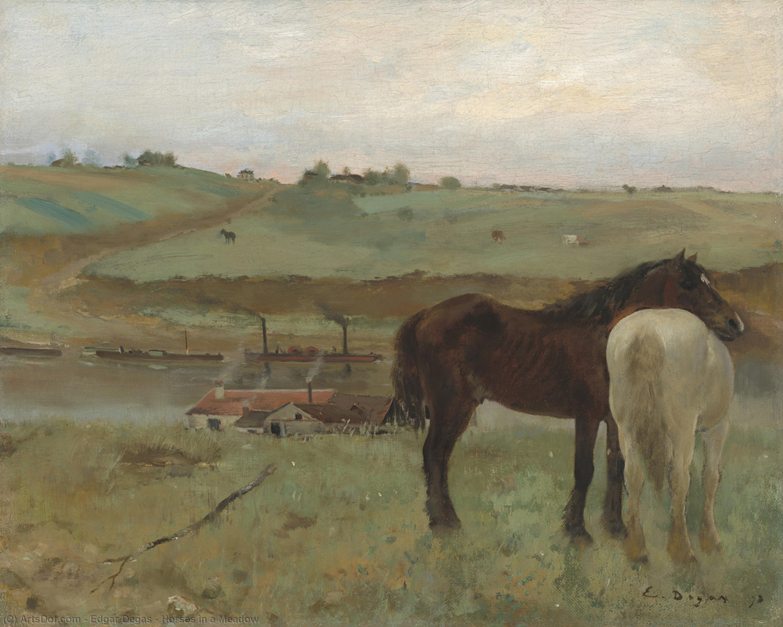 Order Oil Painting Replica Horses in a Meadow, 1871 by Edgar Degas (1834-1917, France) | ArtsDot.com