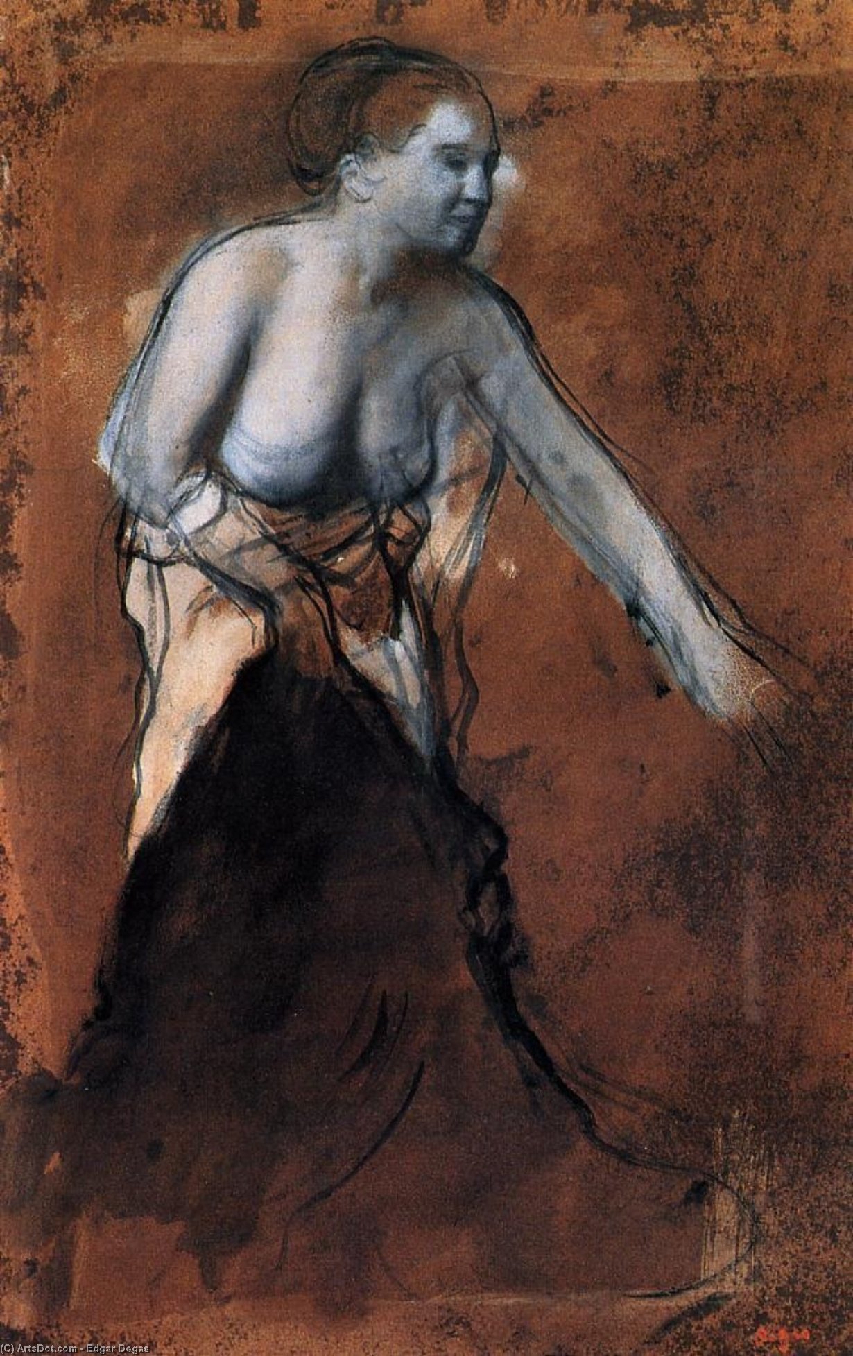 Order Oil Painting Replica Standing Female Figure with Bared Torso, 1868 by Edgar Degas (1834-1917, France) | ArtsDot.com