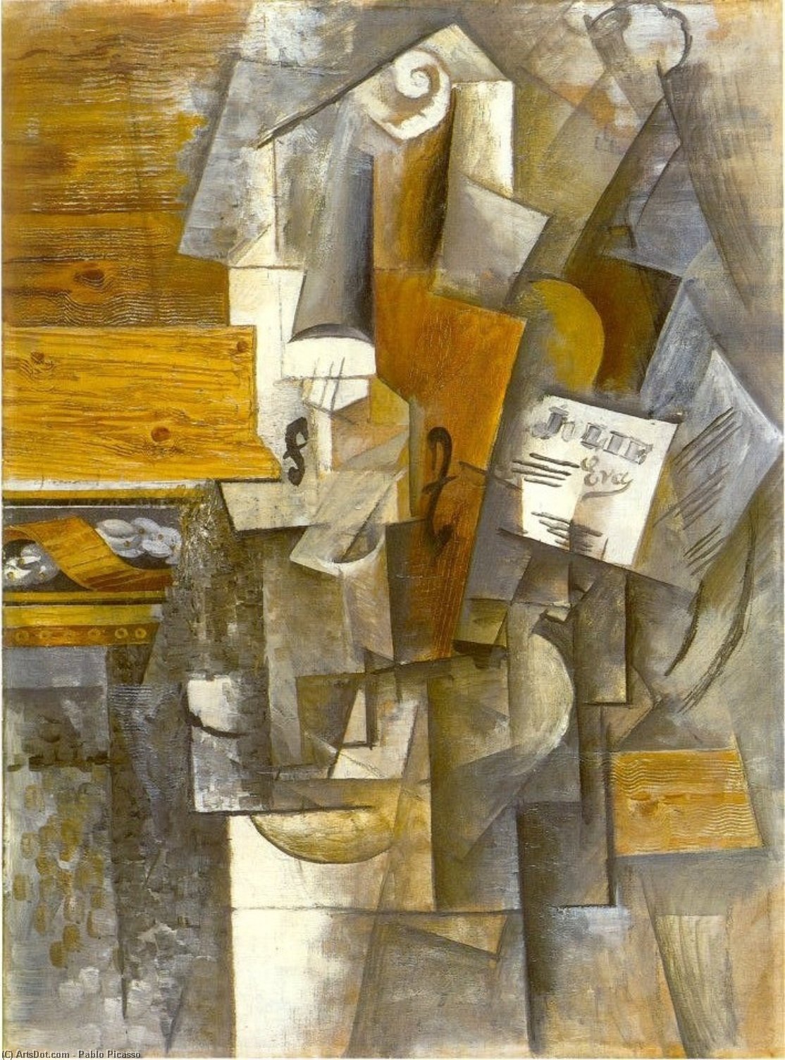 Pedir Reproducciones De Arte Violin ``Jolie Eva ` `, 1912 de Pablo Picasso (Inspirado por) (1881-1973, Spain) | ArtsDot.com