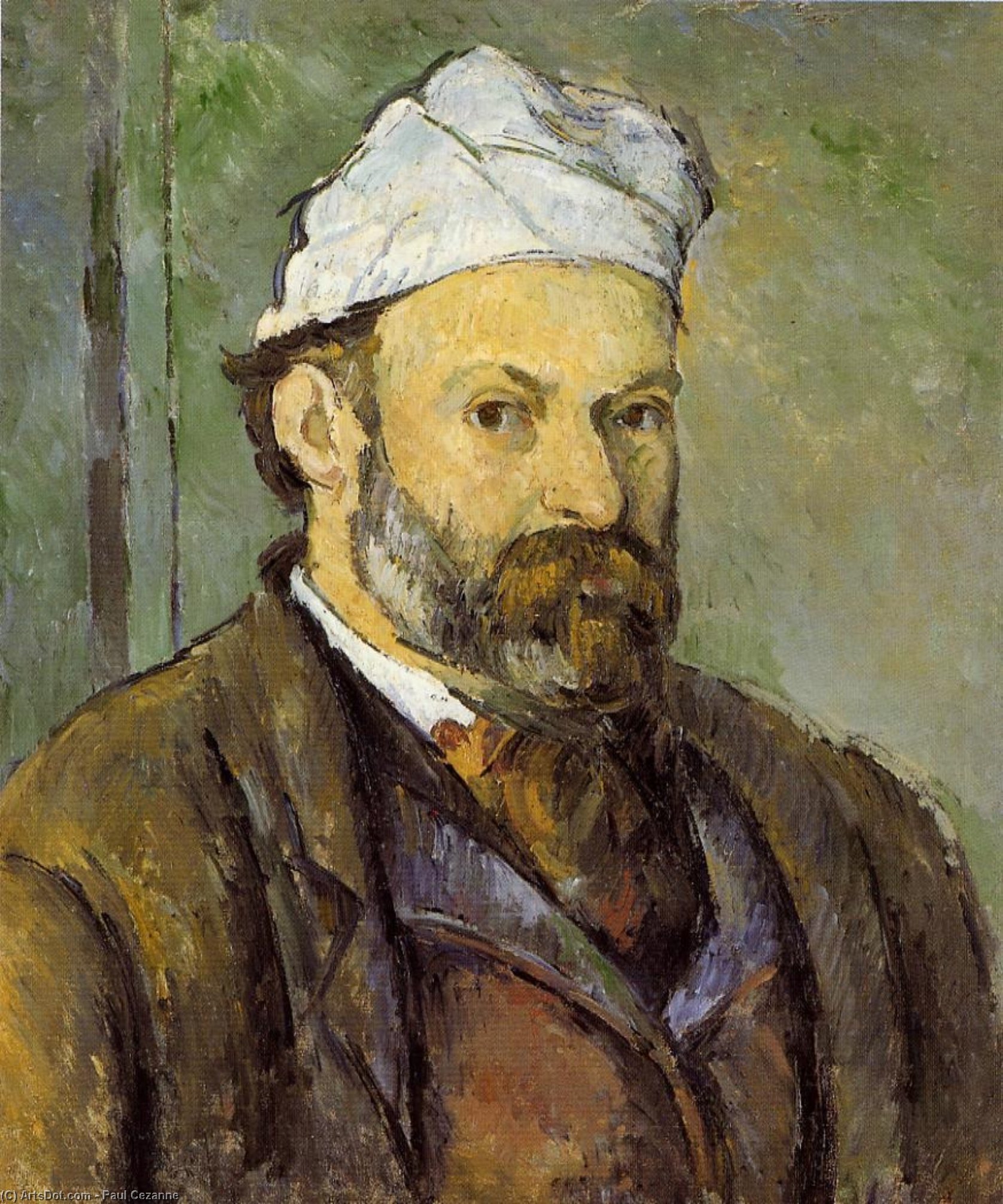 Buy Museum Art Reproductions Self Portrait in a White Cap, 1882 by Paul Cezanne (1839-1906, France) | ArtsDot.com