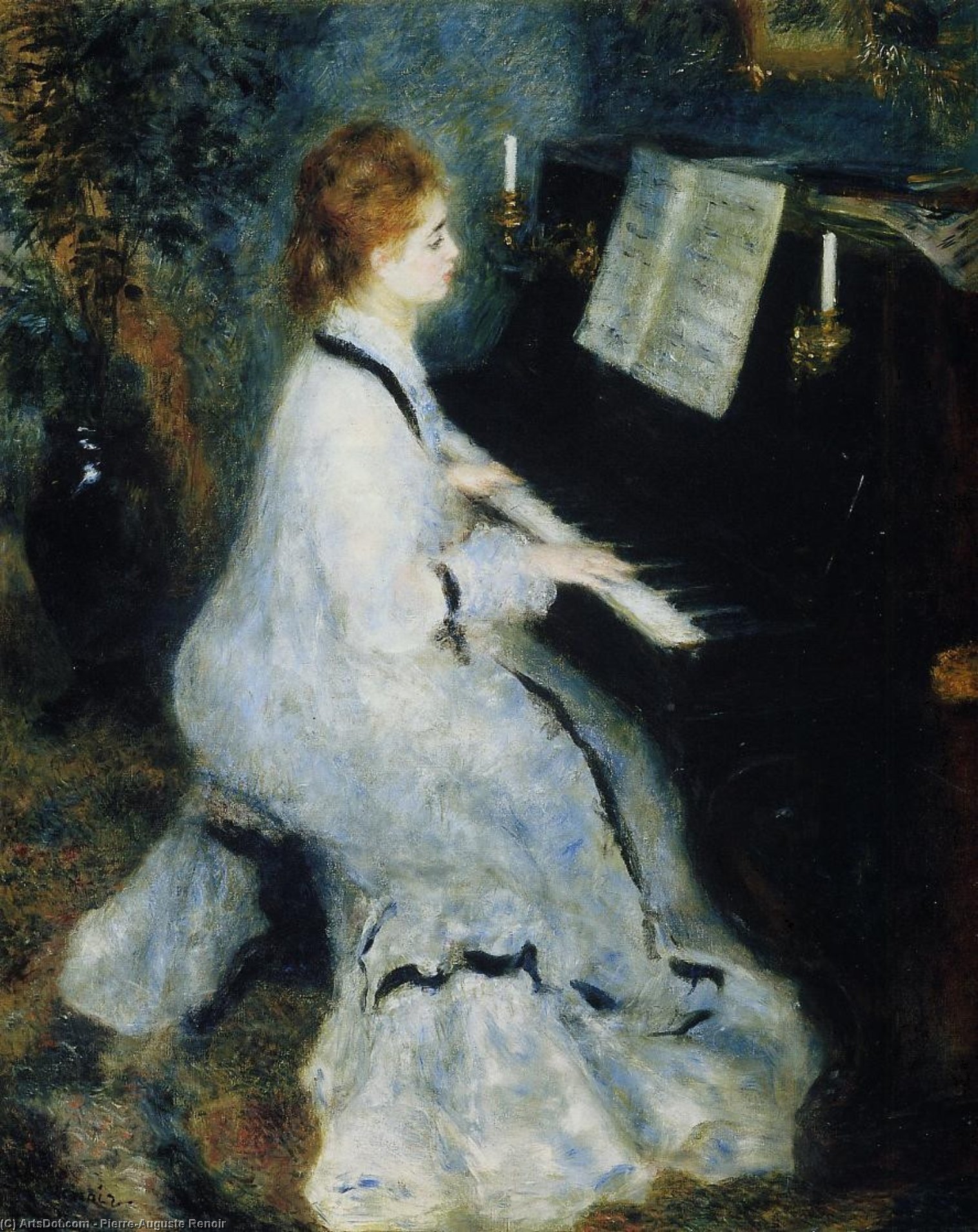 Ordinare Stampe Di Qualità Del Museo Giovane donna al pianoforte, 1876 di Pierre-Auguste Renoir (1841-1919, France) | ArtsDot.com
