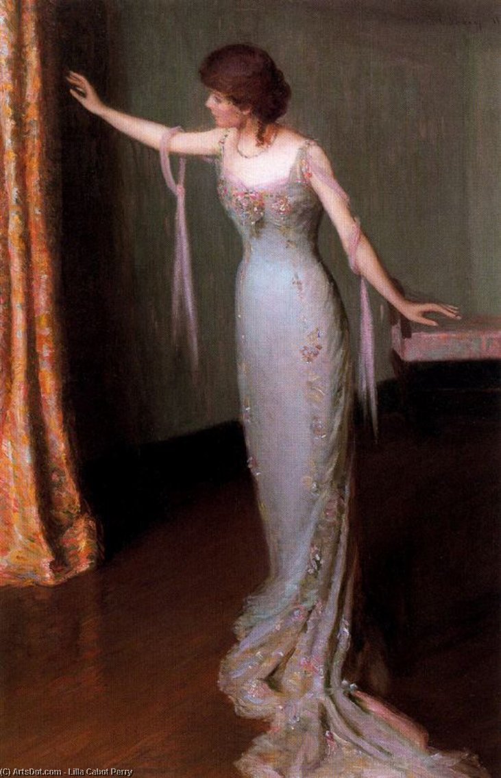Ordinare Riproduzioni Di Quadri Lady in un abito da sera, 1911 di Lilla Cabot Perry (1848-1932, United States) | ArtsDot.com
