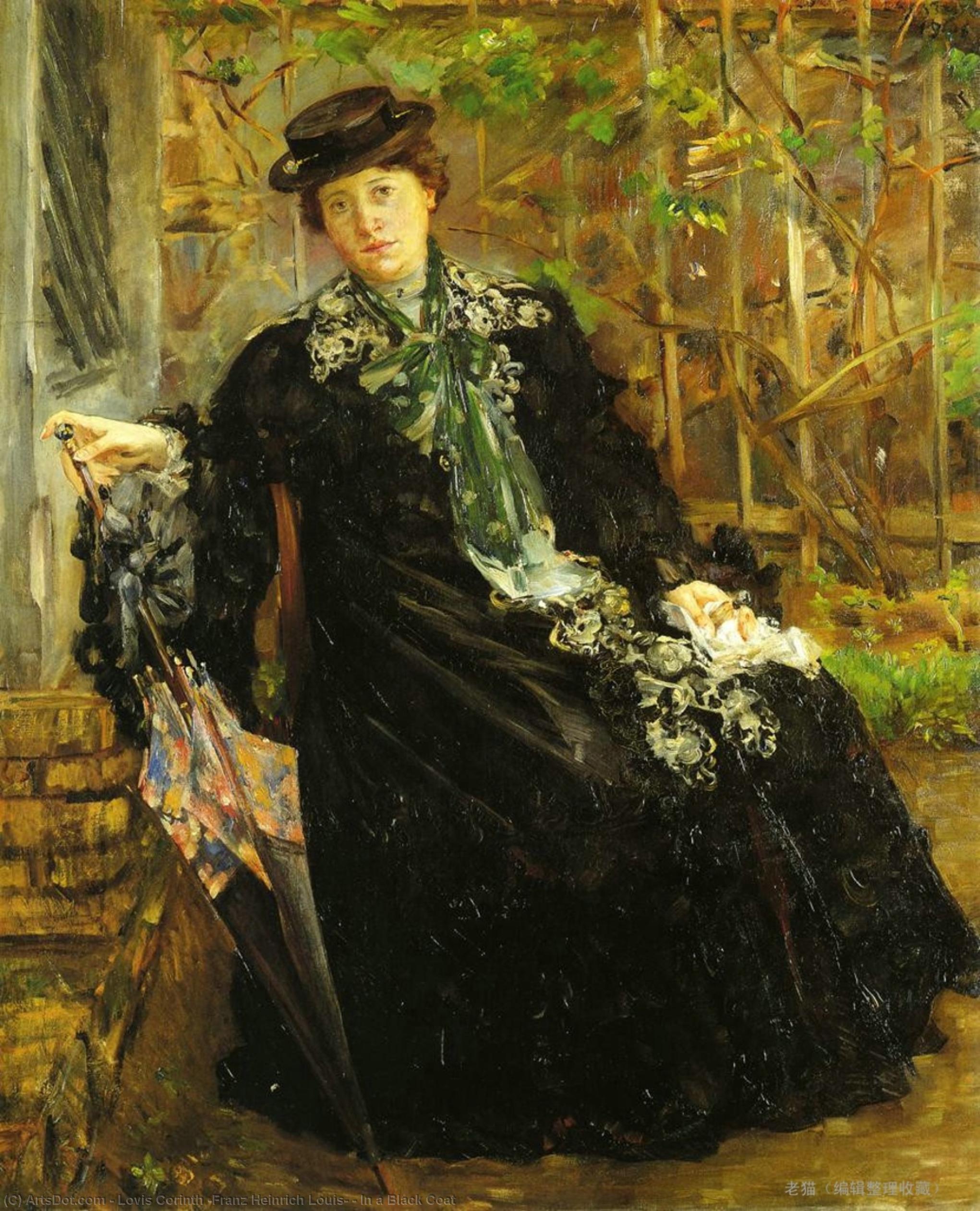 顺序 藝術再現 In a Black Coat 。, 1908 通过 Lovis Corinth (Franz Heinrich Louis) (1858-1925, Netherlands) | ArtsDot.com