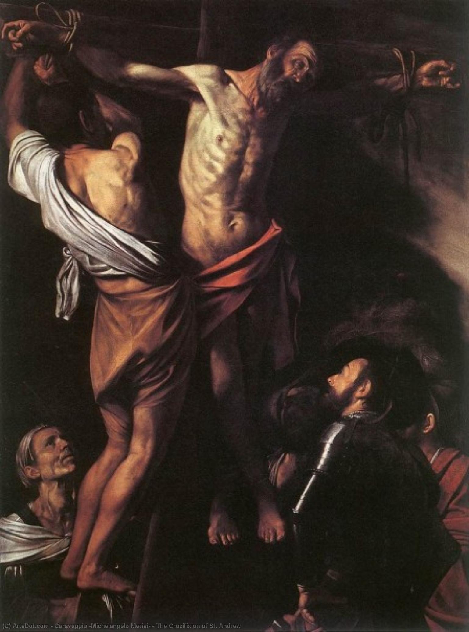 Buy Museum Art Reproductions The Crucifixion of St. Andrew, 1609 by Caravaggio (Michelangelo Merisi) (1571-1610, Spain) | ArtsDot.com