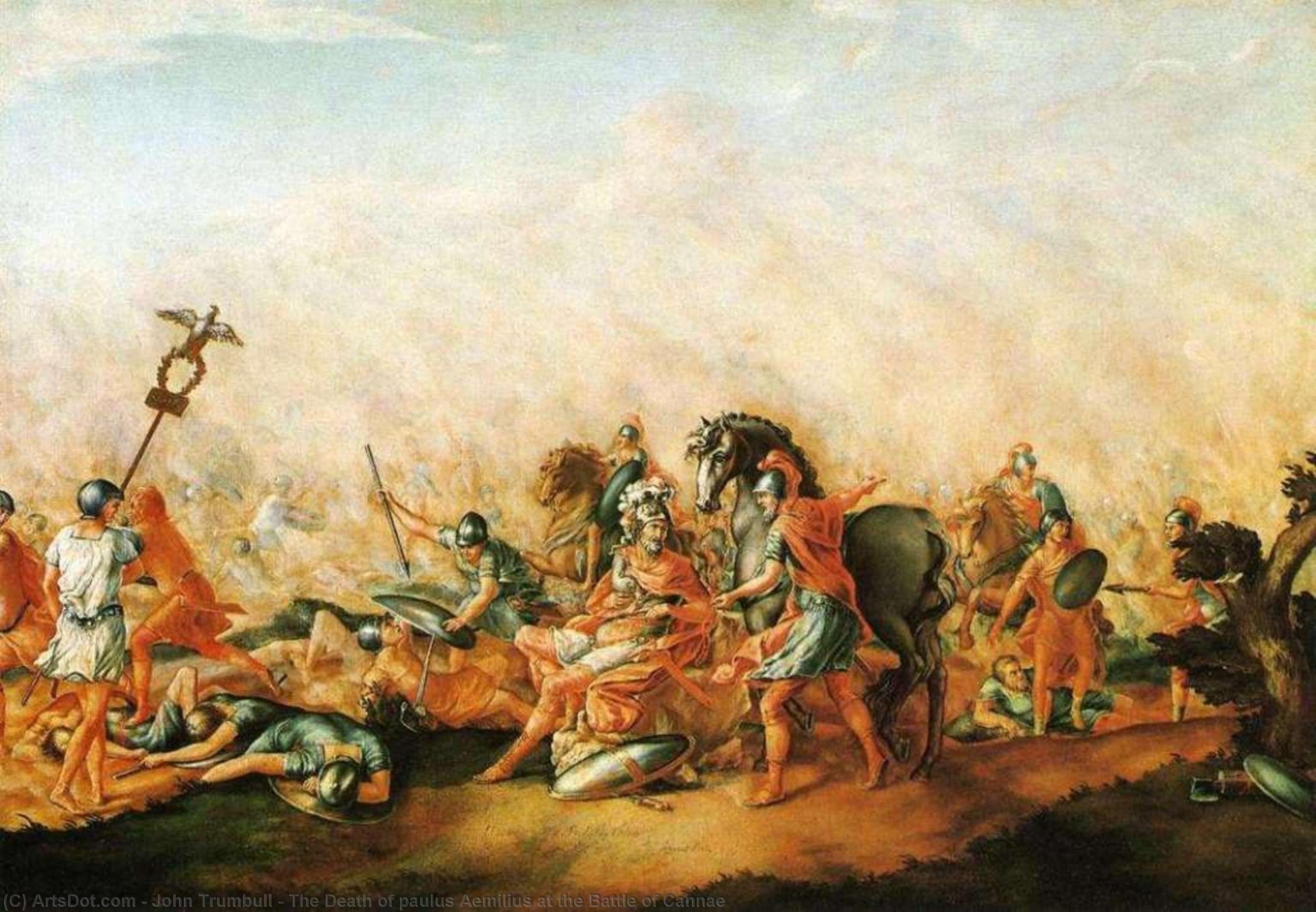 顺序 手工油畫 坎纳战役中保罗斯·艾米利乌斯的死, 1773 通过 John Trumbull (1756-1843, United Kingdom) | ArtsDot.com
