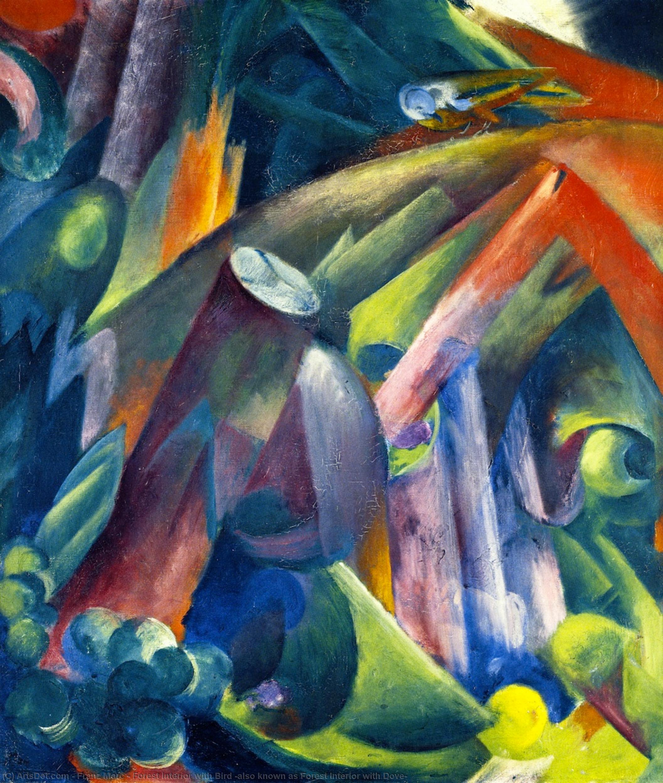 顺序 藝術再現 森林内带鸟类(也称森林内有多夫), 1912 通过 Franz Marc (1880-1916, Germany) | ArtsDot.com