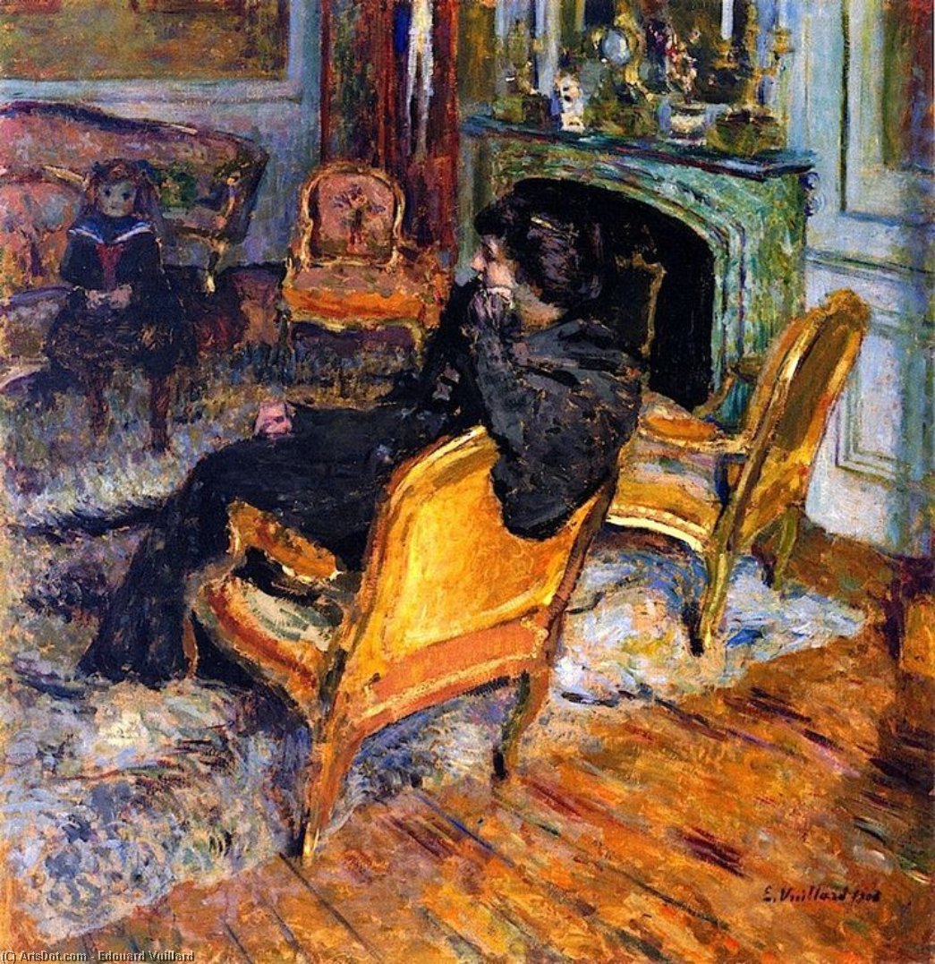 Order Oil Painting Replica The Gilded Chair, Madame George Feydeau and Her Son, 1906 by Jean Edouard Vuillard (1868-1940, France) | ArtsDot.com