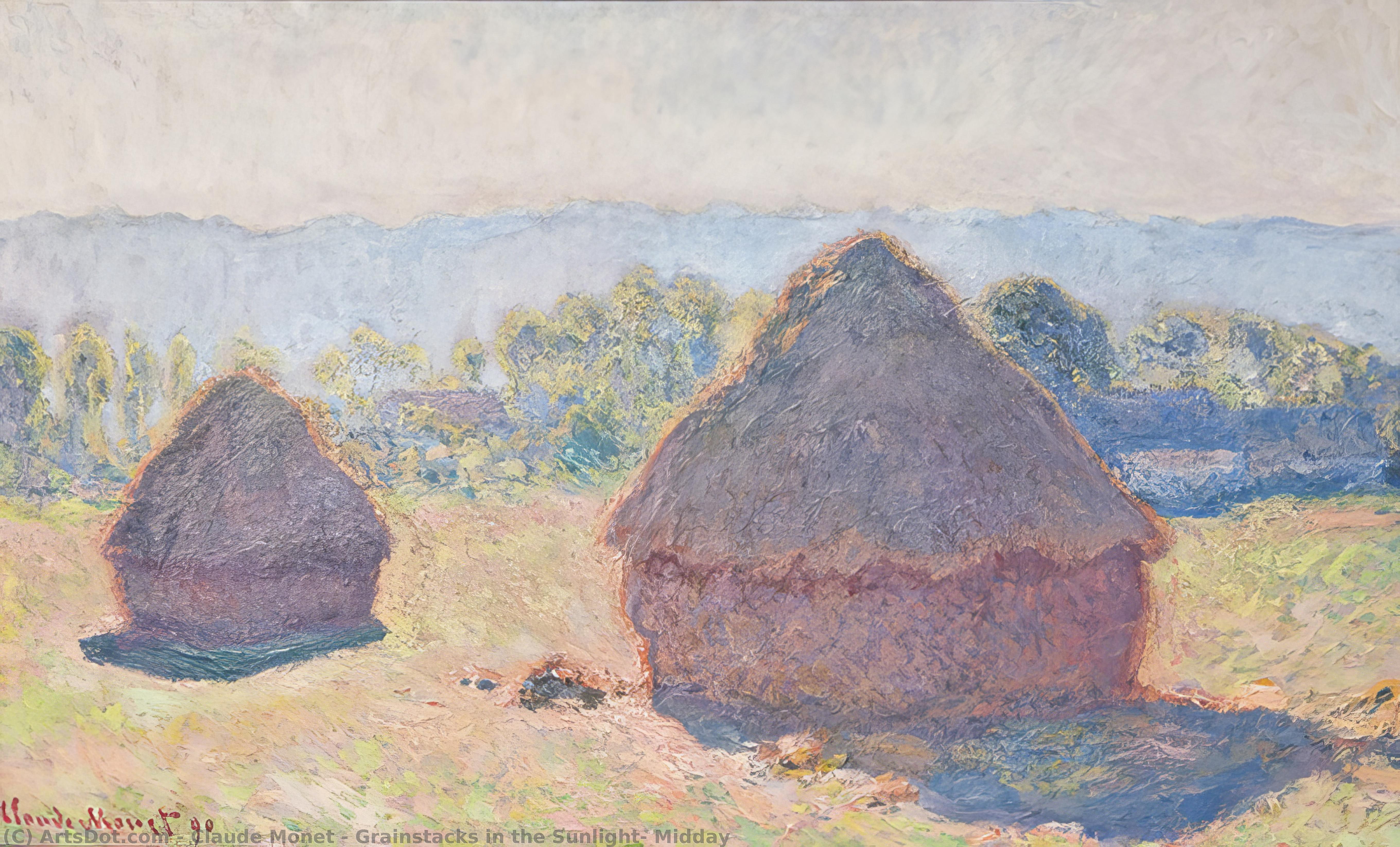 Order Art Reproductions Grainstacks in the Sunlight, Midday, 1890 by Claude Monet (1840-1926, France) | ArtsDot.com