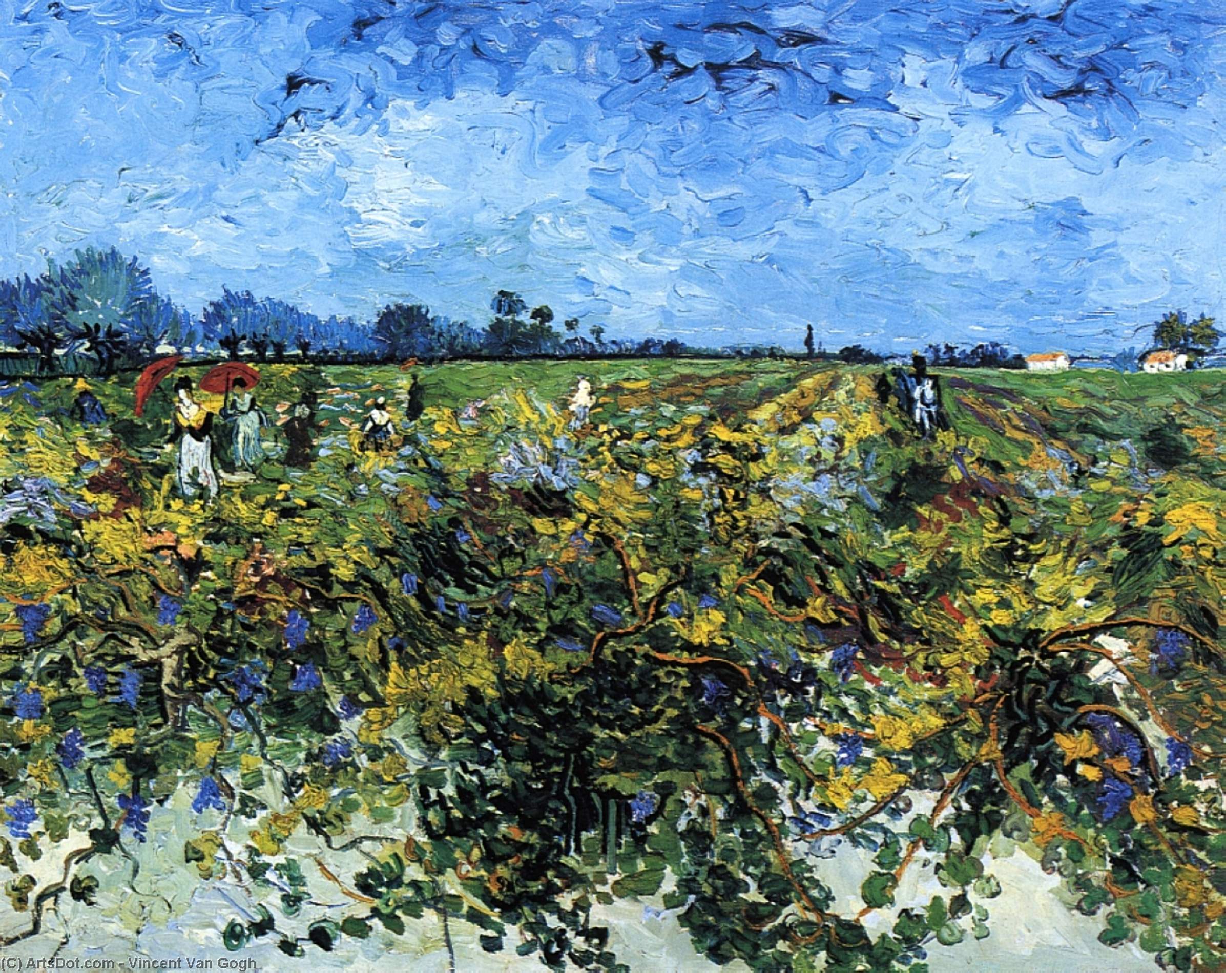 順序 絵画のコピー 緑のブドウ園。, 1888 バイ Vincent Van Gogh (1853-1890, Netherlands) | ArtsDot.com