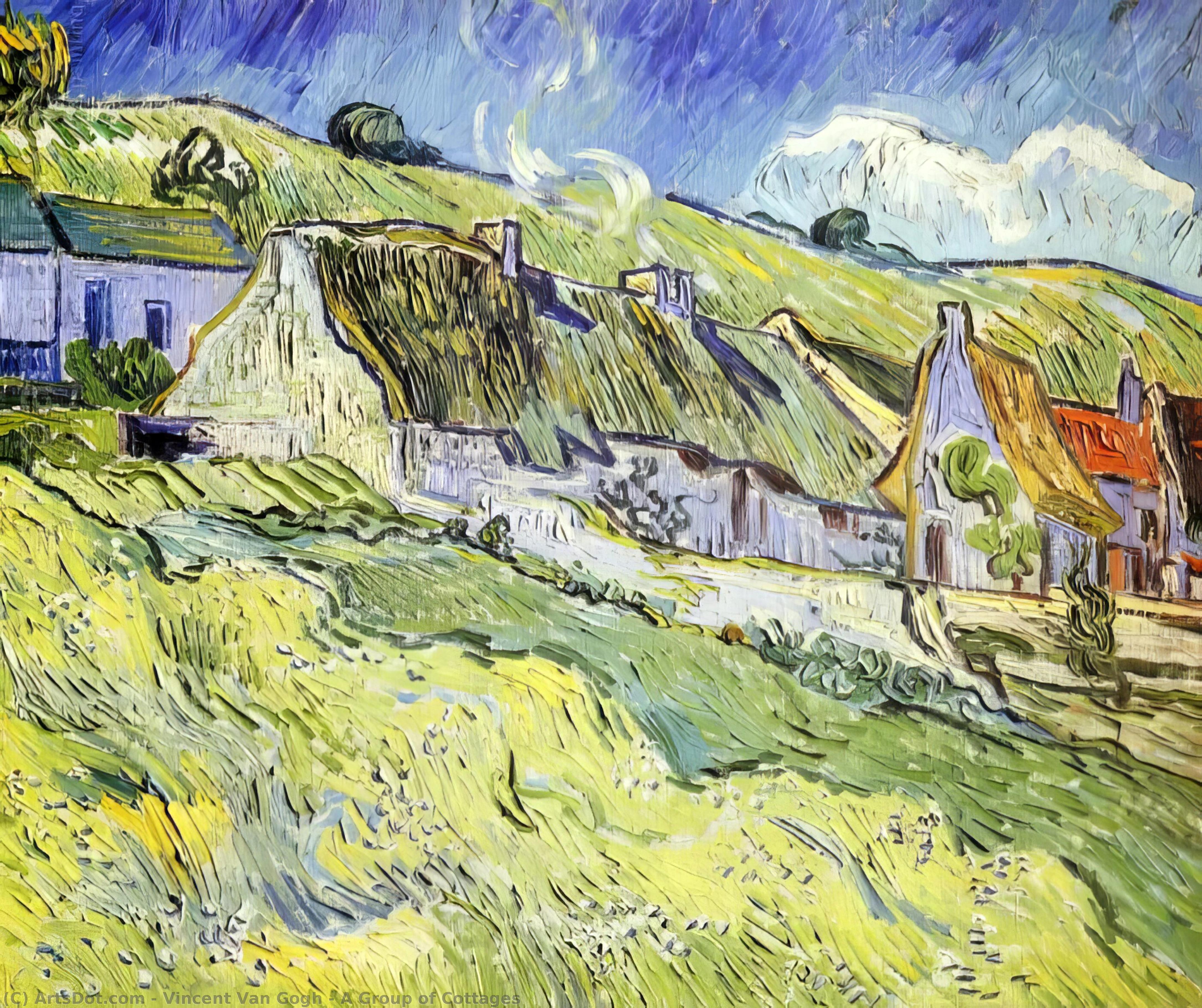 順序 油絵 コテージグループ, 1890 バイ Vincent Van Gogh (1853-1890, Netherlands) | ArtsDot.com