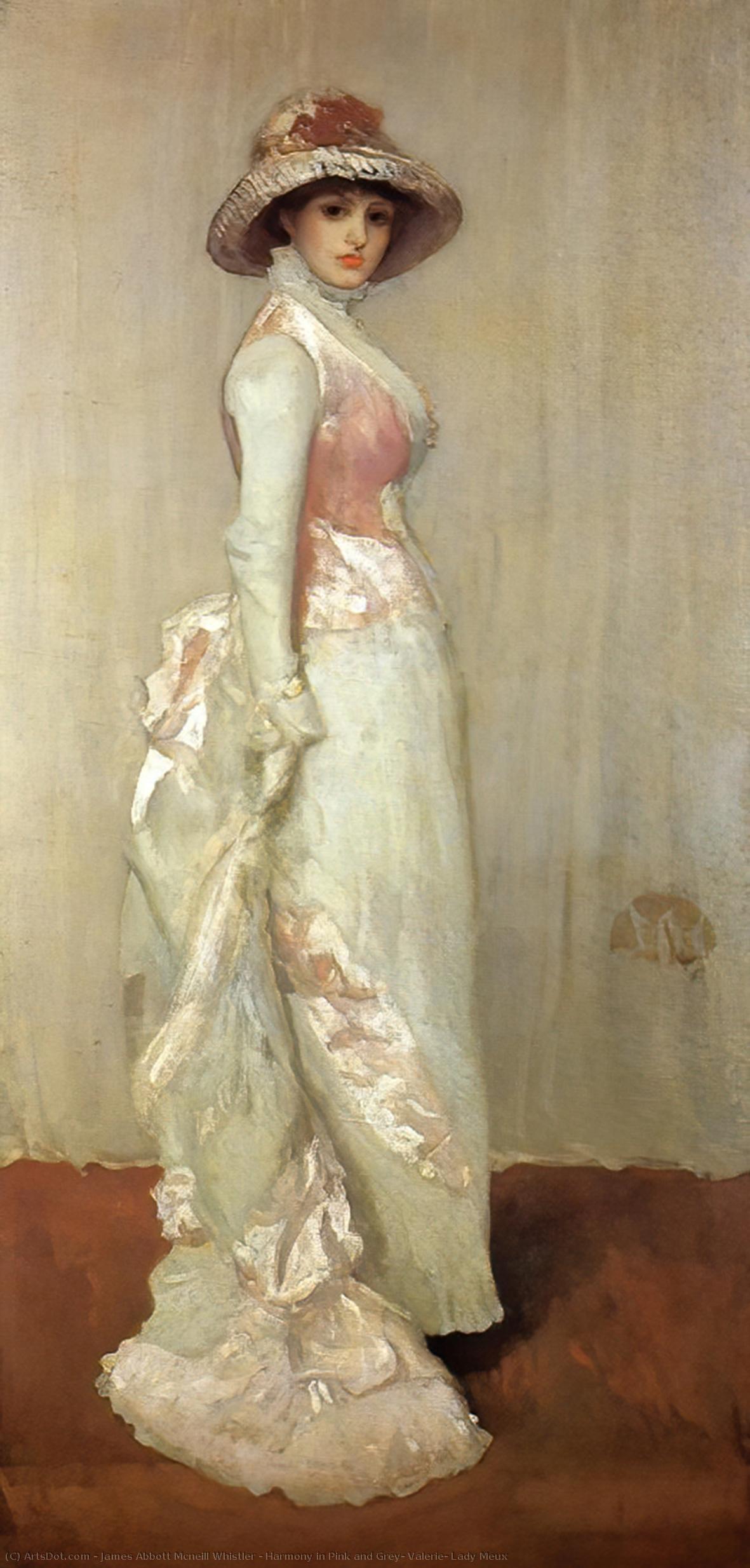 Order Oil Painting Replica Harmony in Pink and Grey: Valerie, Lady Meux, 1881 by James Abbott Mcneill Whistler (1834-1903, United States) | ArtsDot.com