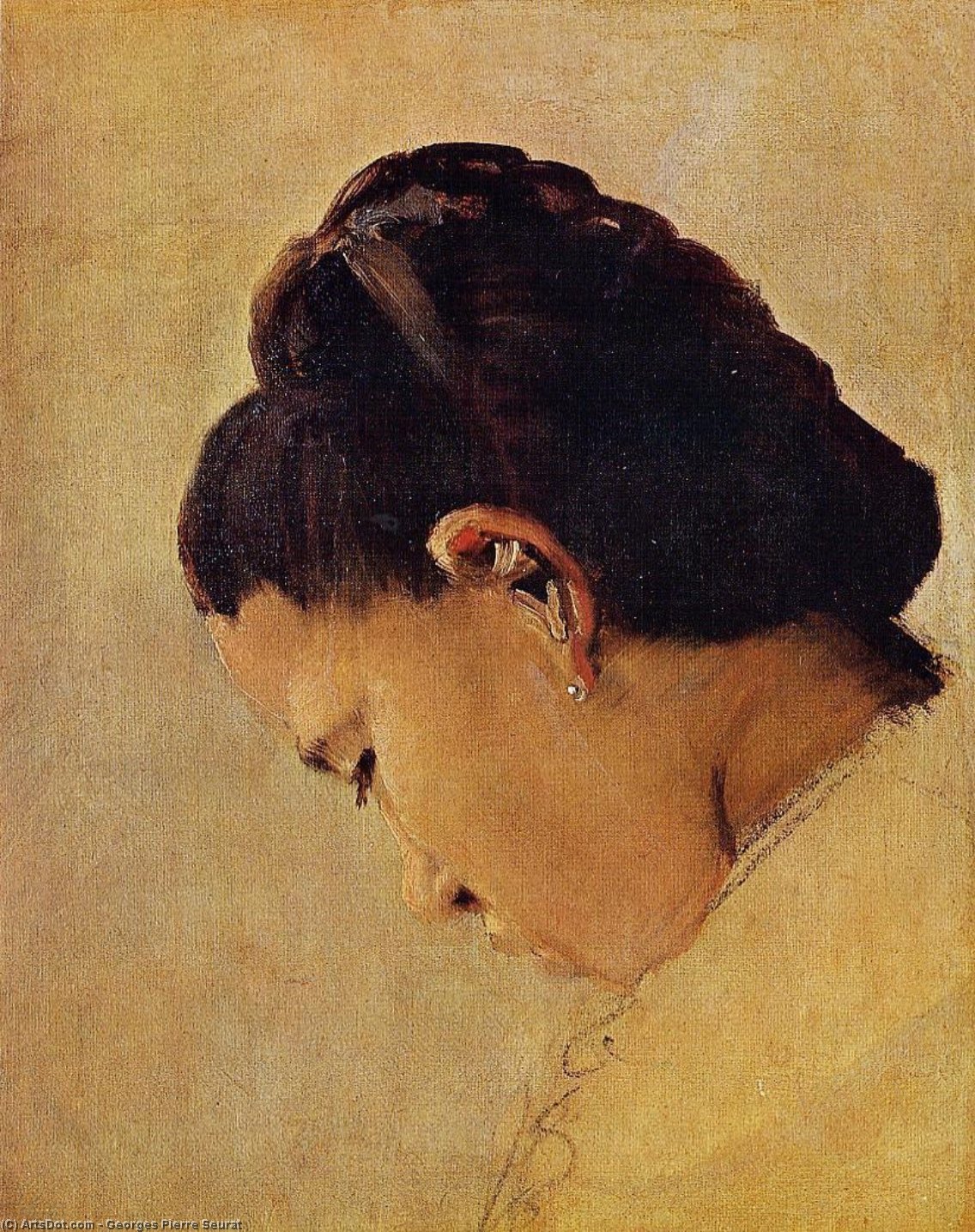 顺序 畫複製 Head of a girls, 1879 通过 Georges Pierre Seurat (1859-1891, France) | ArtsDot.com
