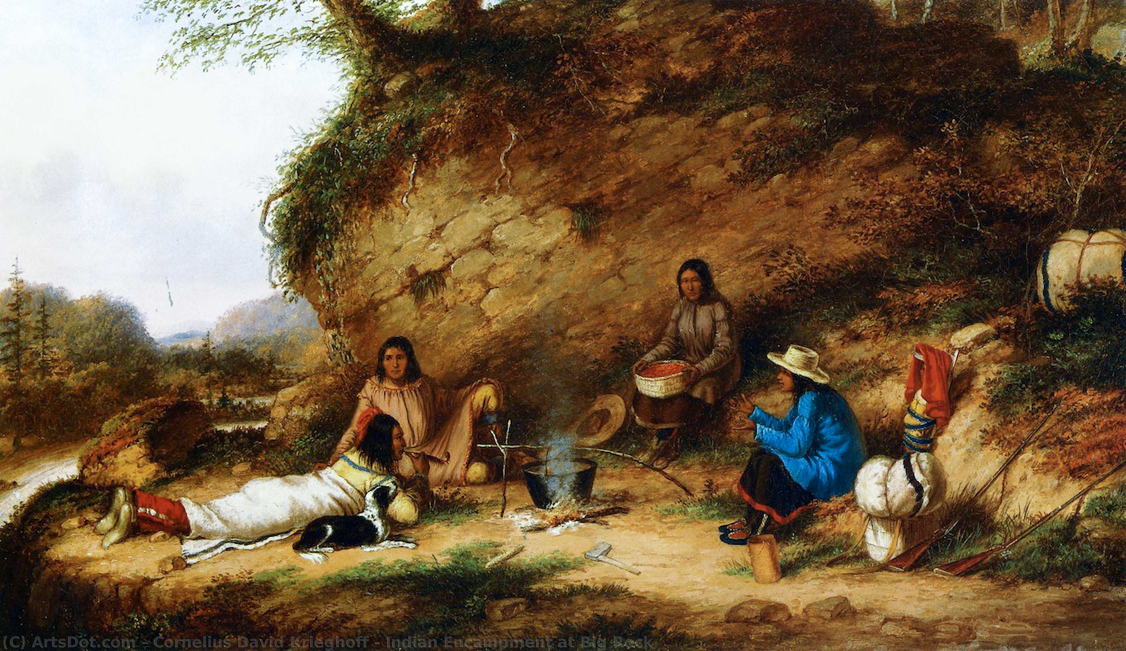 Buy Museum Art Reproductions Indian Encampment at Big Rock, 1853 by Cornelius David Krieghoff (1815-1872, Netherlands) | ArtsDot.com