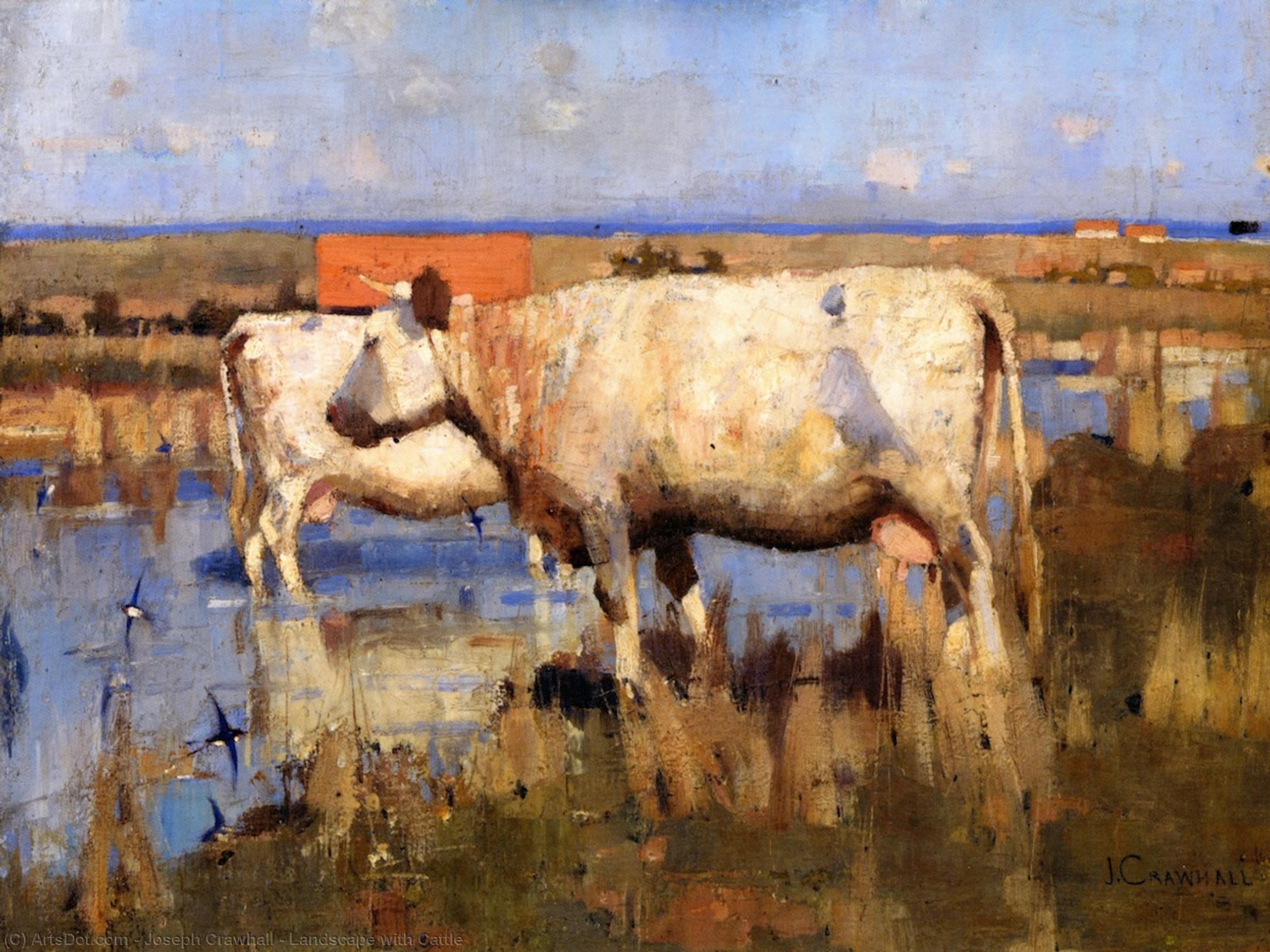 Order Art Reproductions Landscape with Cattle, 1885 by Joseph Crawhall (1861-1913, United Kingdom) | ArtsDot.com