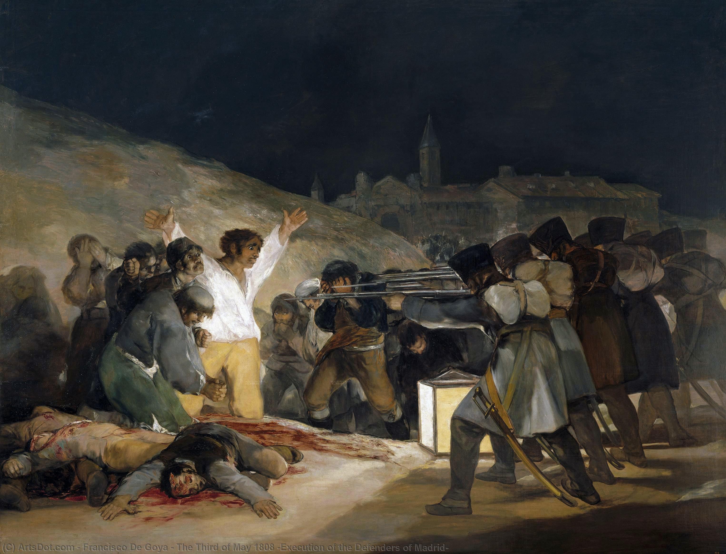 顺序 藝術再現 1808年5月3日(执行马德里捍卫者), 1814 通过 Francisco De Goya (1746-1828, Spain) | ArtsDot.com