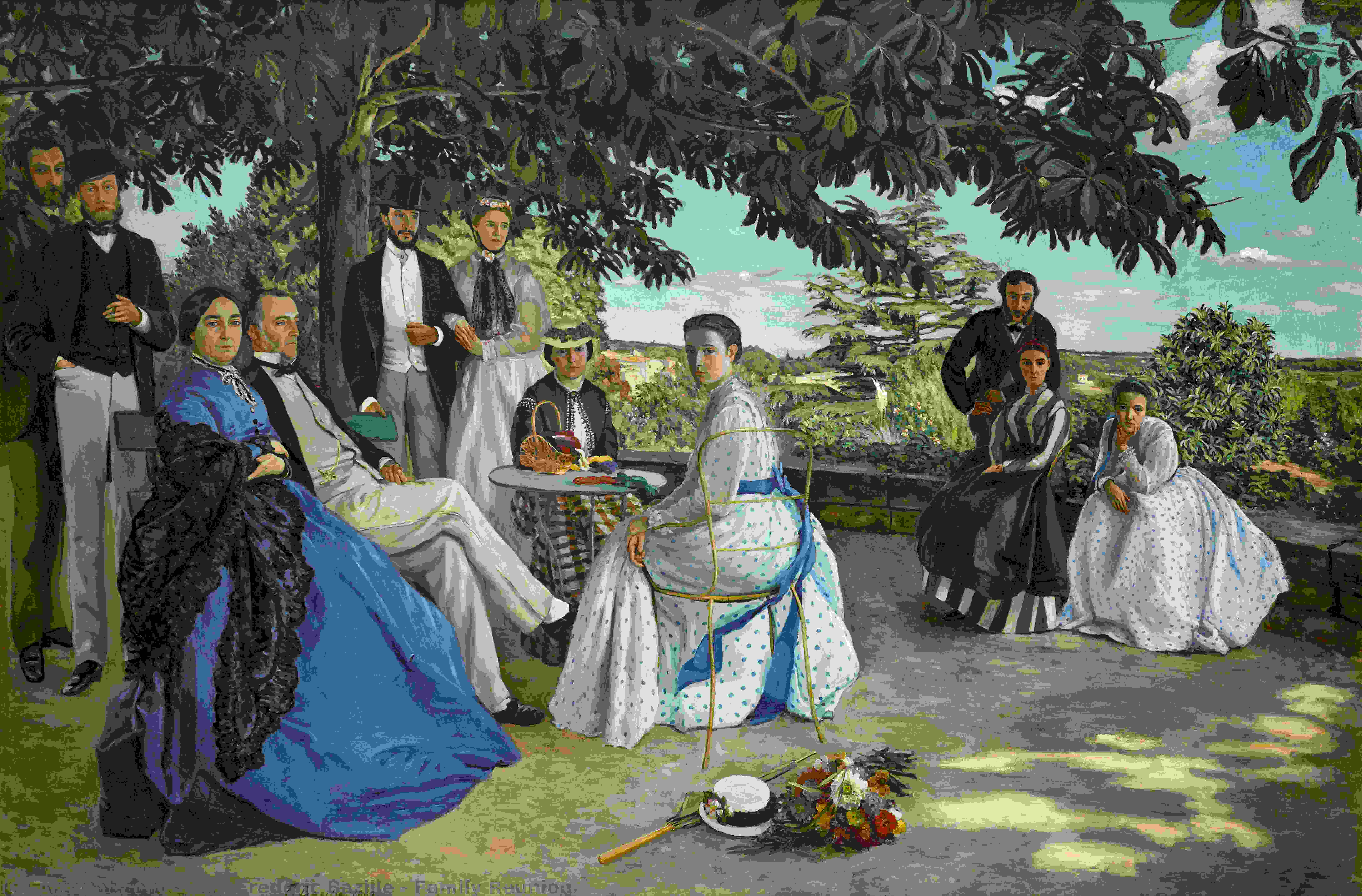 Order Art Reproductions Family Reunion, 1867 by Jean Frederic Bazille (1841-1870, France) | ArtsDot.com