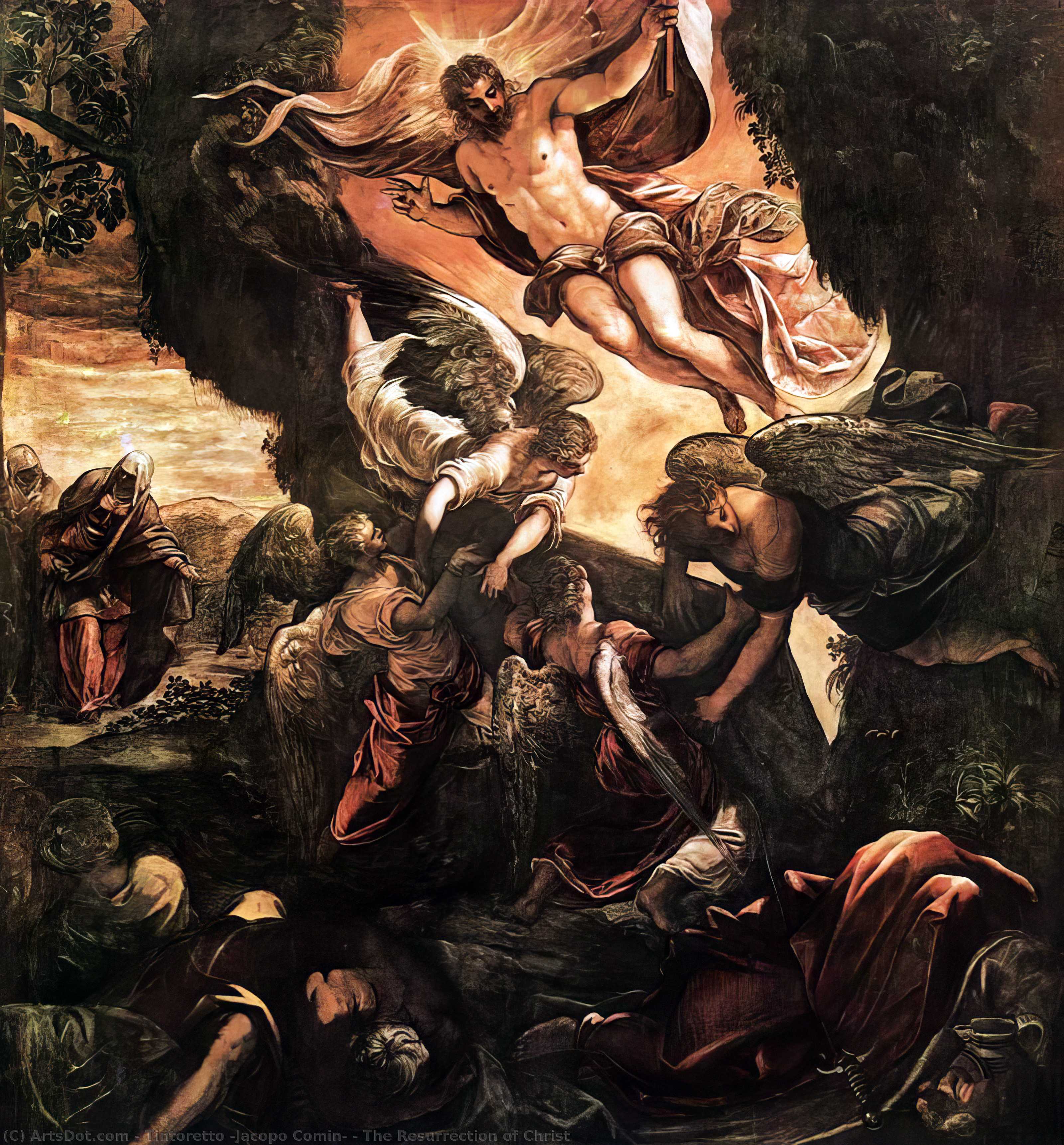 Ordinare Riproduzioni Di Quadri La risurrezione di Cristo, 1579 di Tintoretto (Jacopo Comin) (1518-1594, Italy) | ArtsDot.com