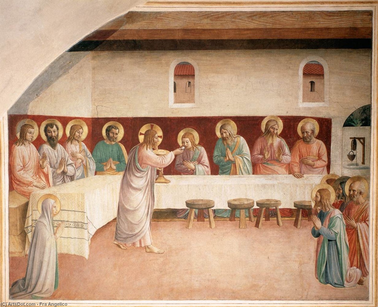 顺序 畫複製 Eucharist学会(Cell 35), 1441 通过 Fra Angelico (1395-1455, Italy) | ArtsDot.com