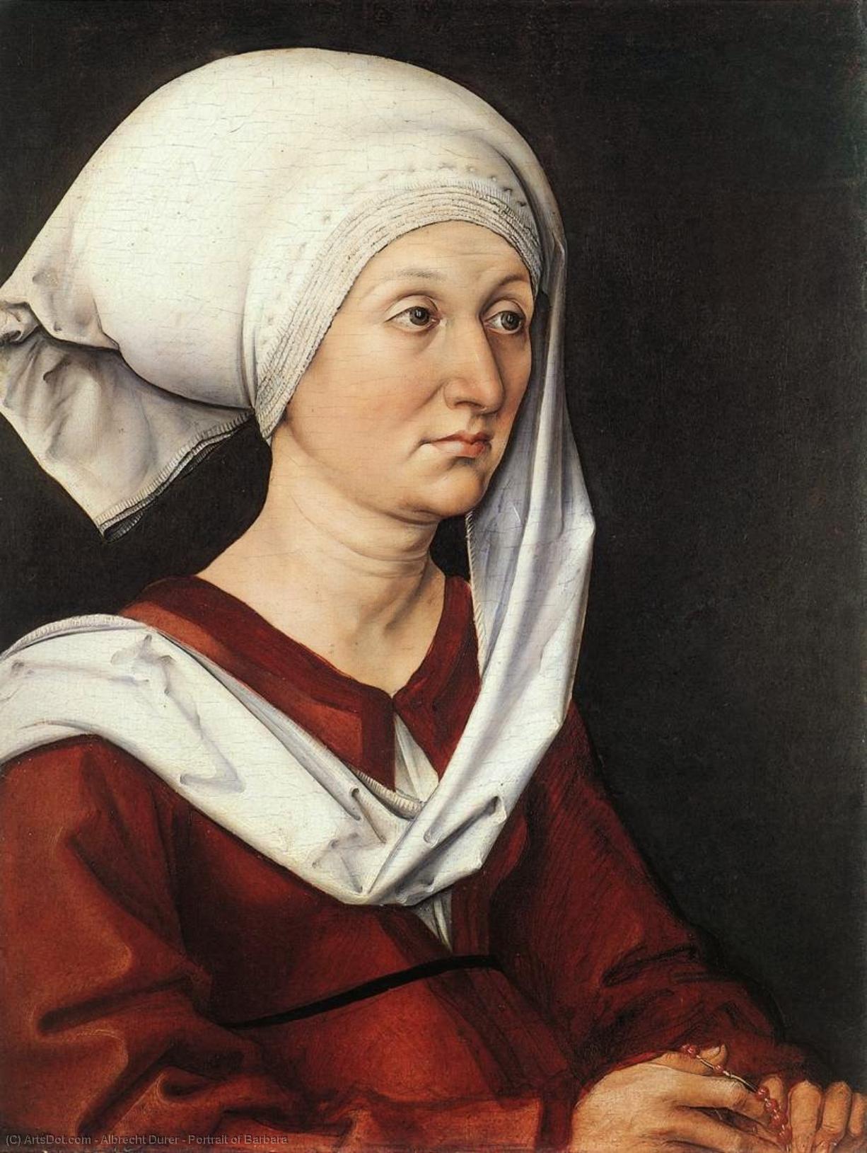 Order Paintings Reproductions Portrait of Barbara, 1490 by Albrecht Durer (1471-1528, Italy) | ArtsDot.com