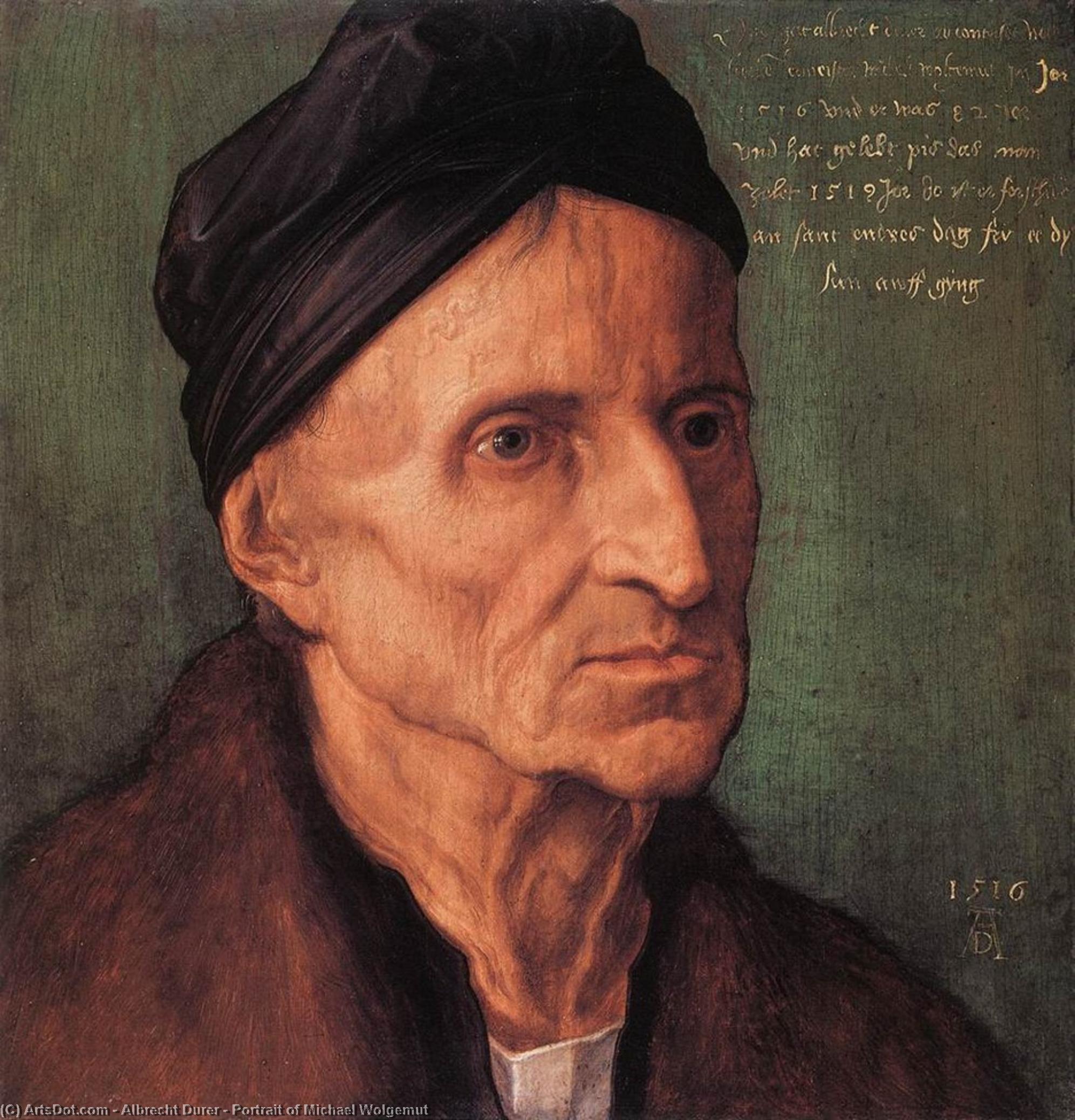 Order Art Reproductions Portrait of Michael Wolgemut, 1516 by Albrecht Durer (1471-1528, Italy) | ArtsDot.com