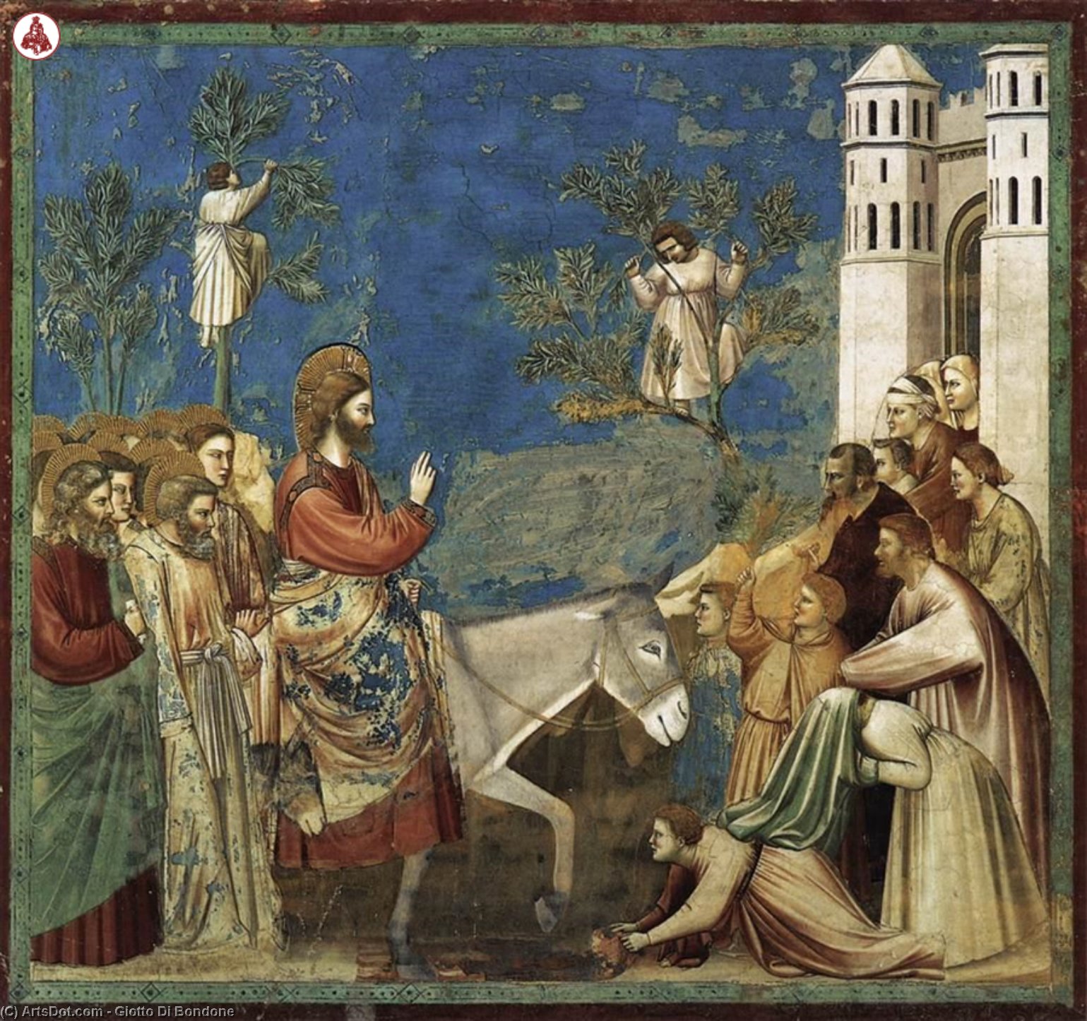 顺序 藝術再現 第26期 基督生平: 10. 入耶路撒冷., 1304 通过 Giotto Di Bondone (1267-1337, Italy) | ArtsDot.com