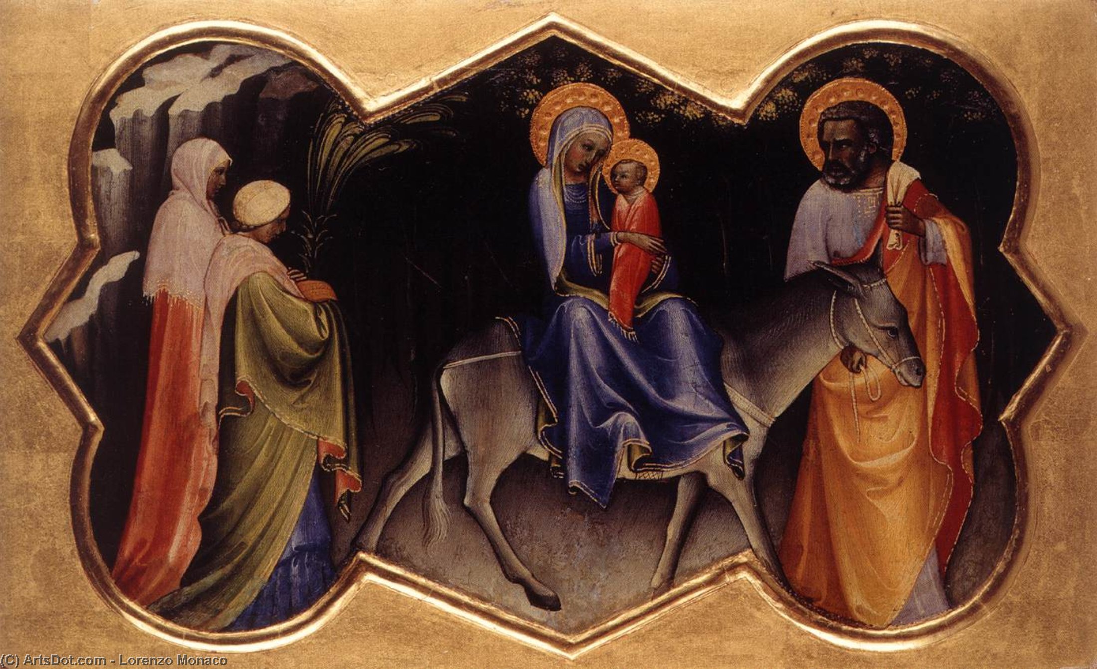 顺序 油畫 飞往埃及。, 1405 通过 Lorenzo Monaco (1370-1425, Italy) | ArtsDot.com