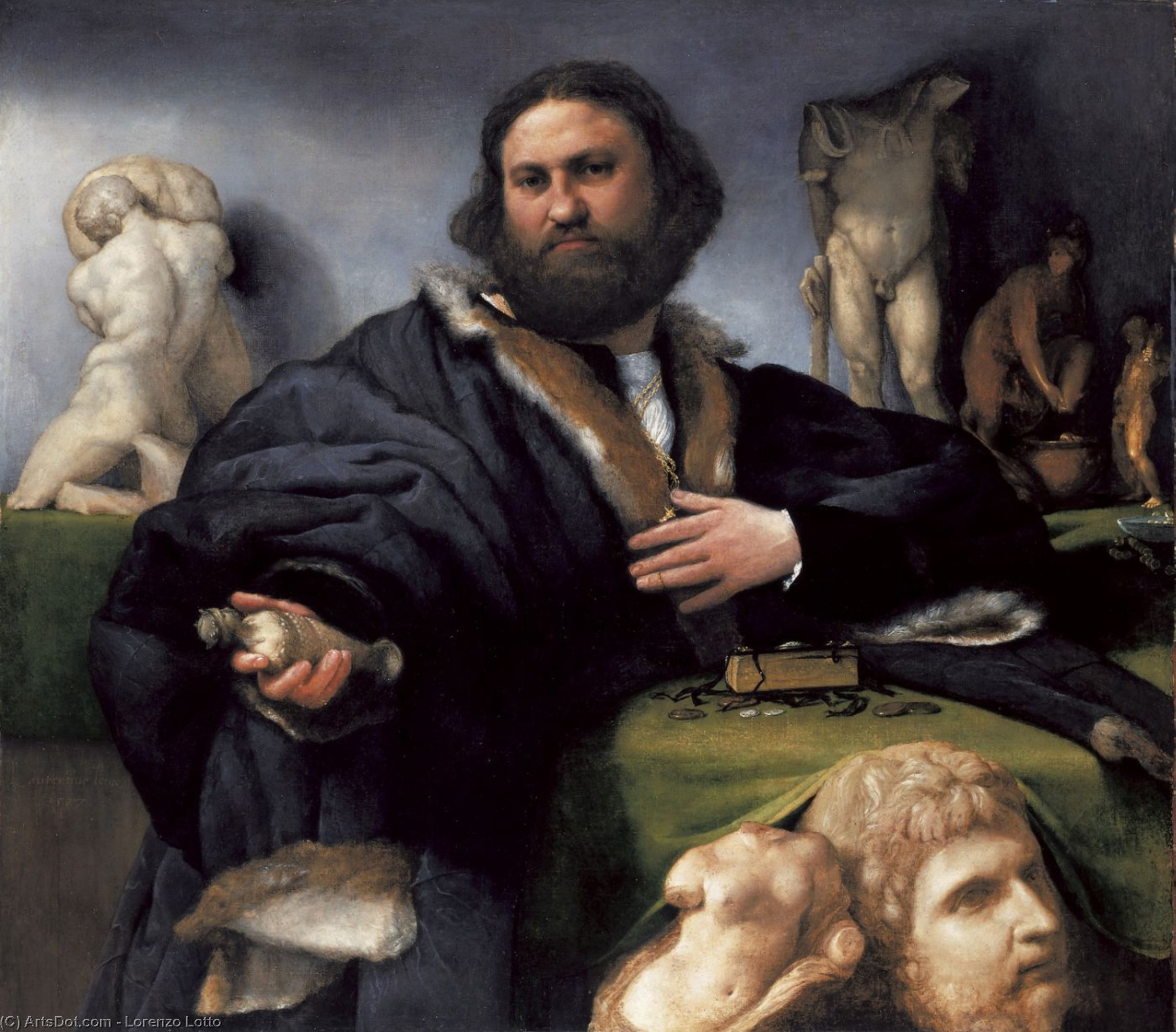 顺序 油畫 Shaw of Andrea Odoni 。, 1527 通过 Lorenzo Lotto (1480-1556, Italy) | ArtsDot.com