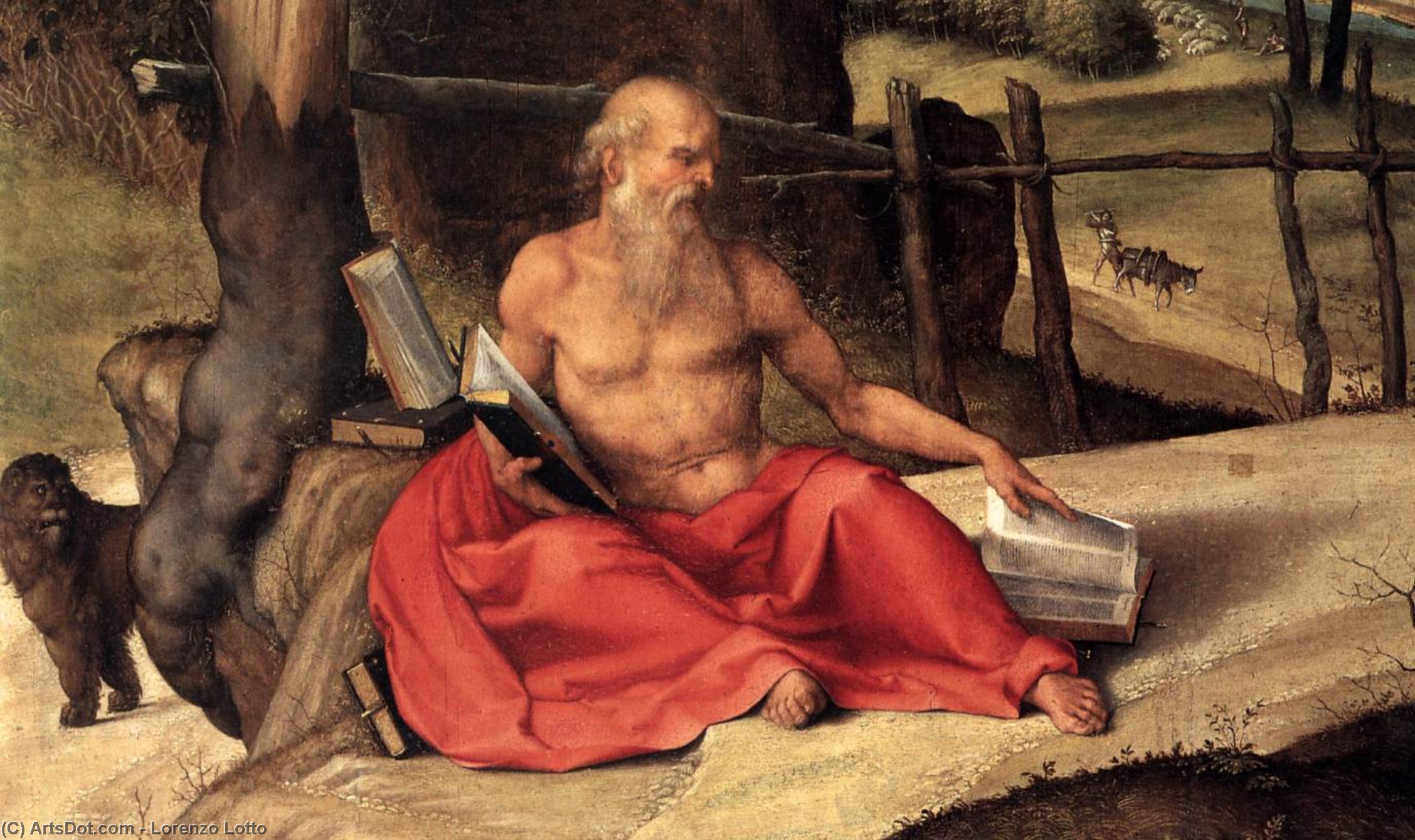 Order Paintings Reproductions St Jerome in the Wilderness (detail), 1509 by Lorenzo Lotto (1480-1556, Italy) | ArtsDot.com